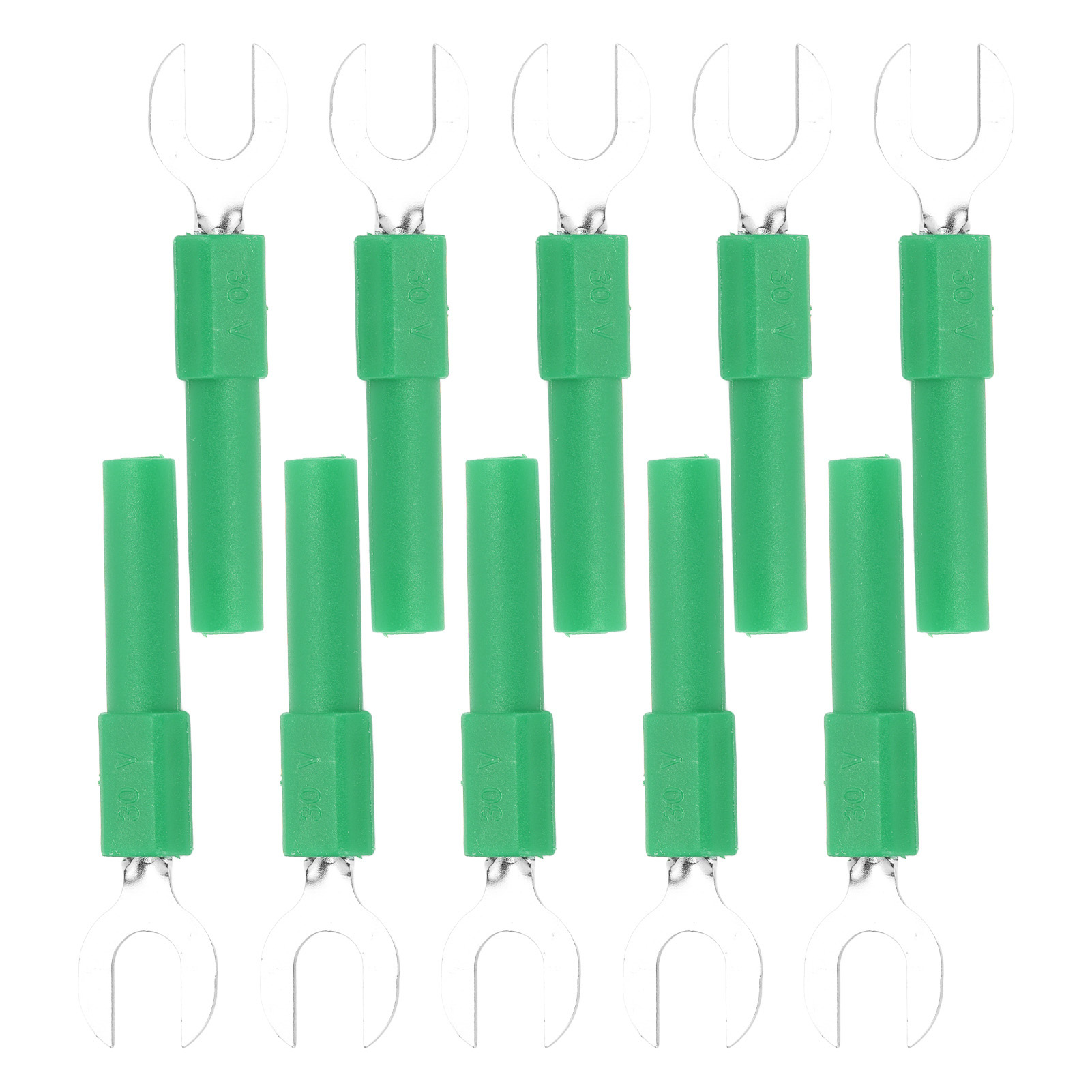 Y-förmiger Gabelverbinder Aus Messing, 10er-packung, 6-mm-lötanschluss, 4-mm-bohrung, 30–60 V Dc Bananenstecker, 10 A, Grün