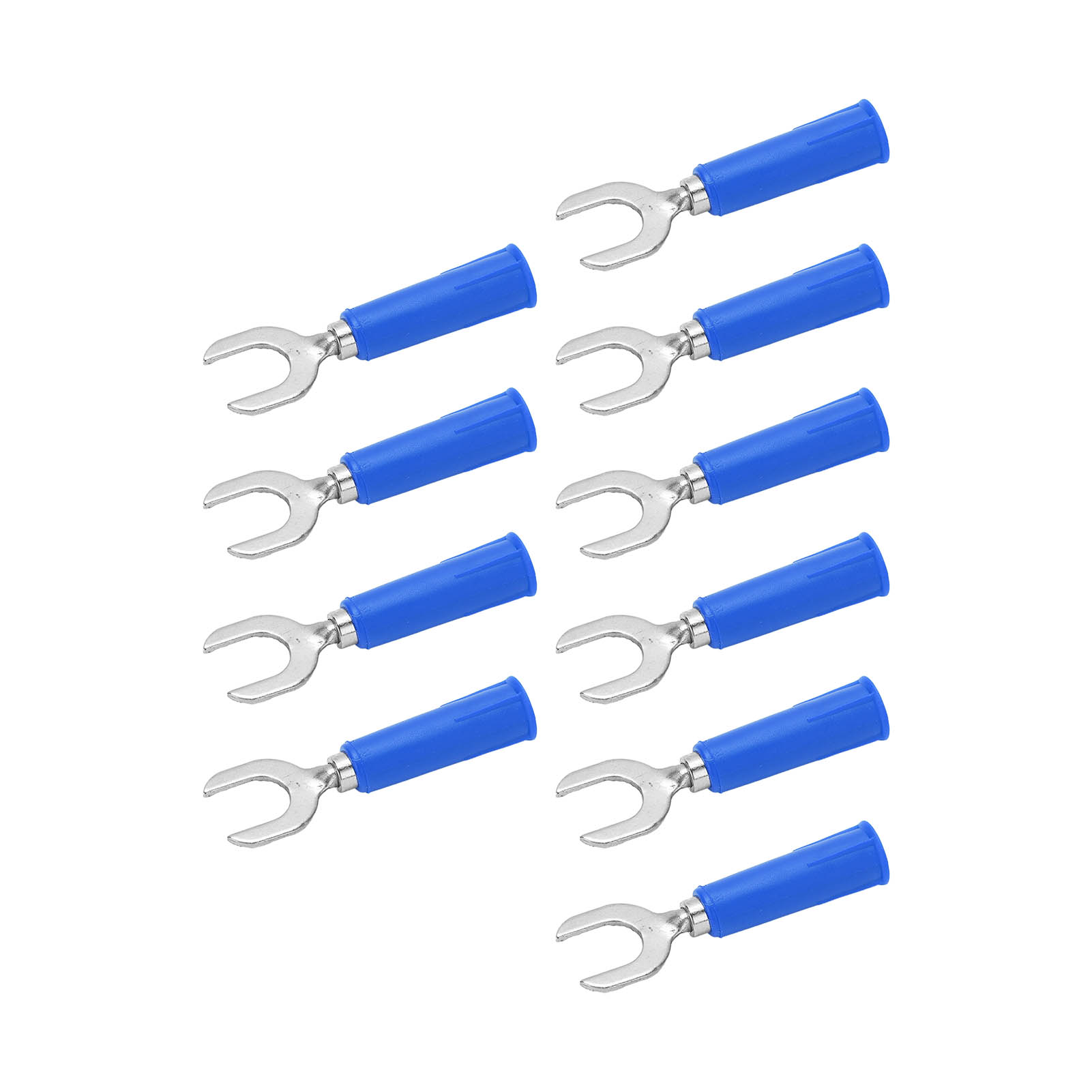 Bananenstecker-steckverbinder, 10 Stück, Blauer Pvc-kupfer-gabelstecker, 4 Mm Bohrung, 8 Mm U-form, Schraubklemme Für Verdrahtung