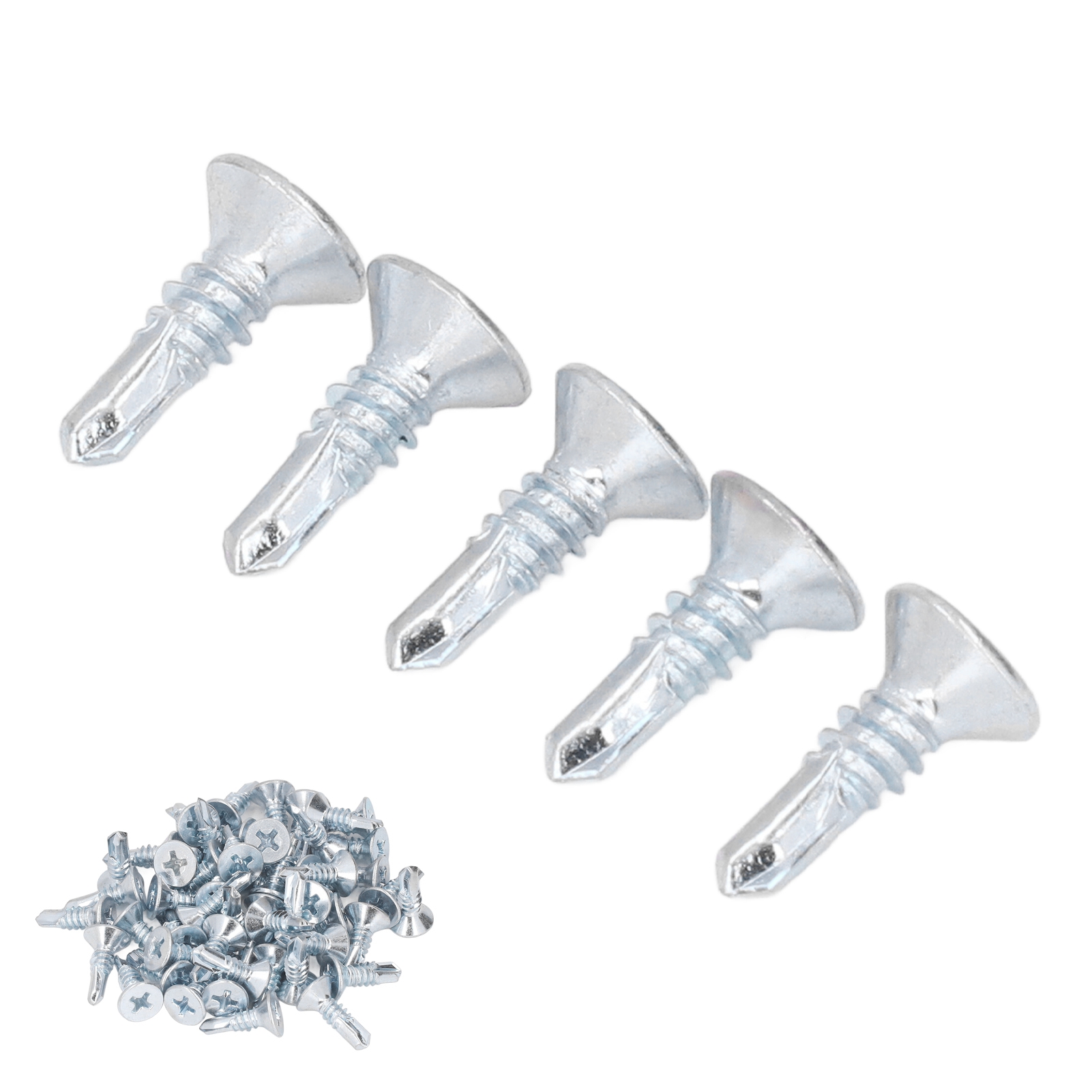 Selbstbohrende Maschinenschrauben 4,8 X 16 Mm, 50er-packung, Verzinkter Kohlenstoffstahl, Rostbeständig, Senkkopf, Für Haushaltsbefestigungen