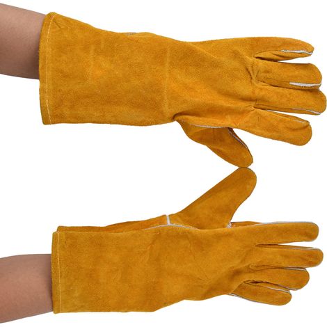 Schweißerhandschuhe Aus Gelbem Rindsleder Für Gießereiarbeiten, Schneiden Und Polieren Rtd1526