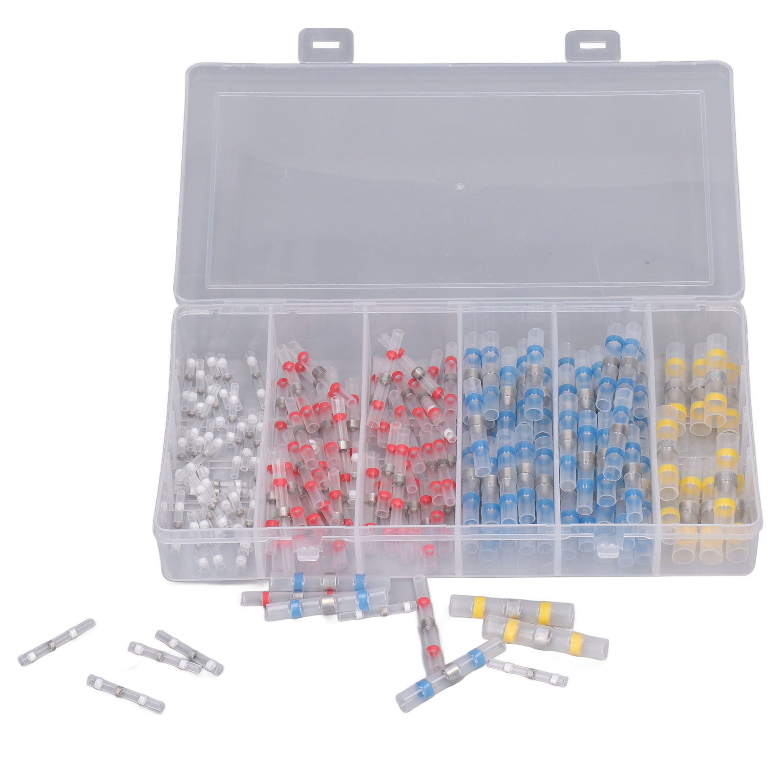Set Mit 150 Wasserdichten, Wärmeschrumpfenden Elektrischen Steckverbindern, Crimp-enden Und Isolierten Schläuchen Für Die Kfz-verkabelung.