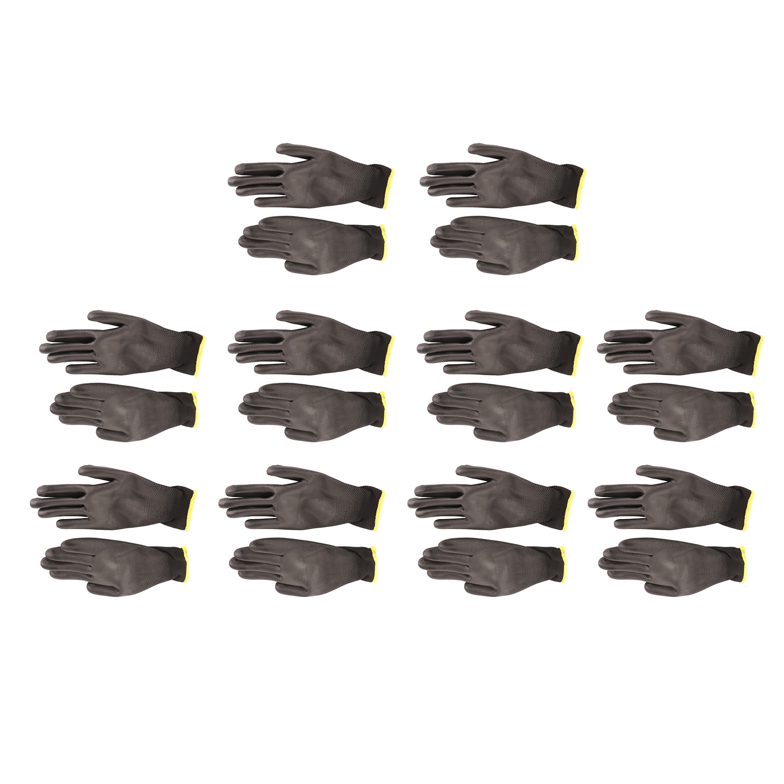 Schwarze Antistatische Pu-arbeitshandschuhe Mit Rotem Rand, 10er-packung, Beschichtetes Nylon, Größe M, Strapazierfähig Und Griffig