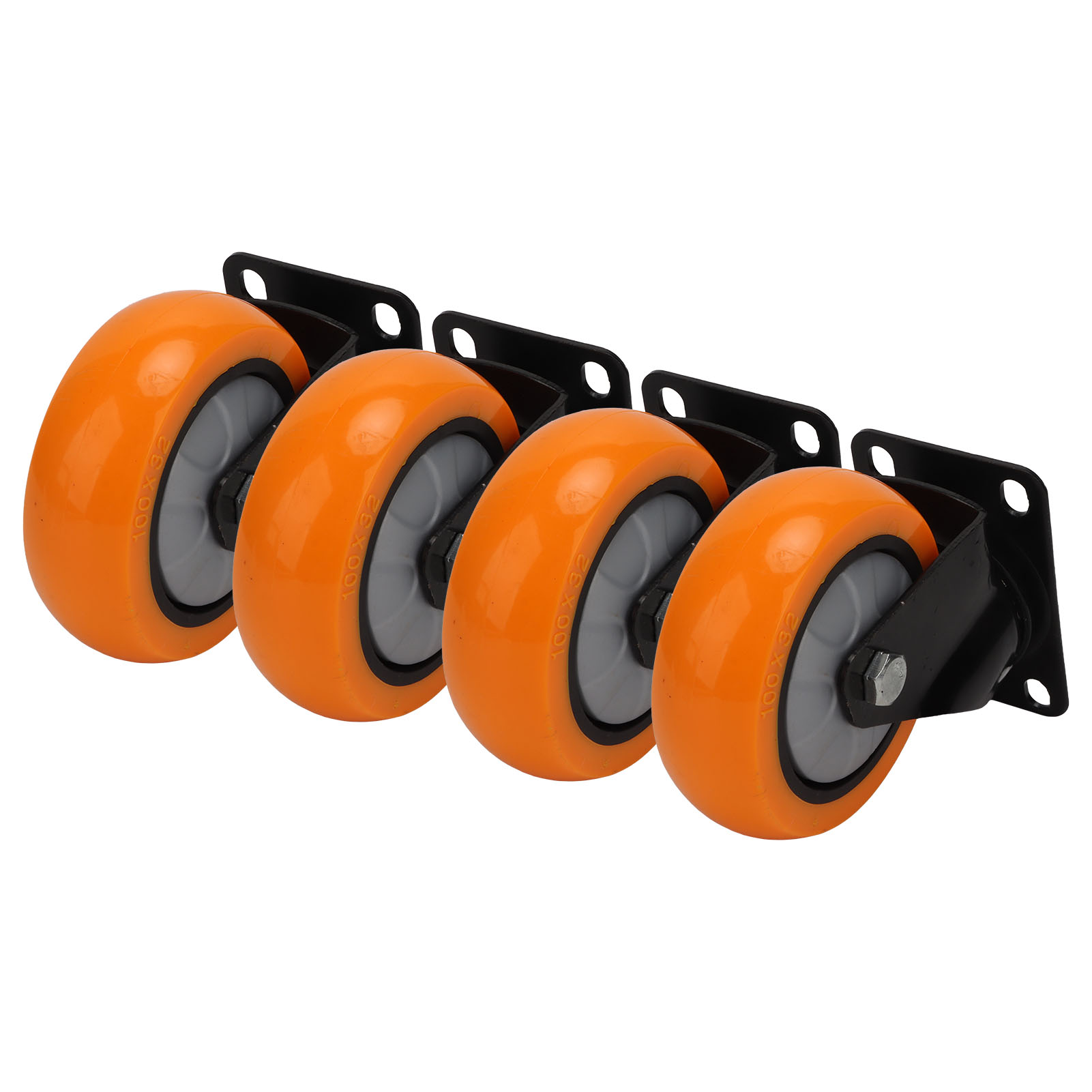4 Industrierollen Aus Pvc Mit Schwenkbarer Platte, Gebremst, 10 Cm, Robust, Mit Feststellmechanismus, 4er-set