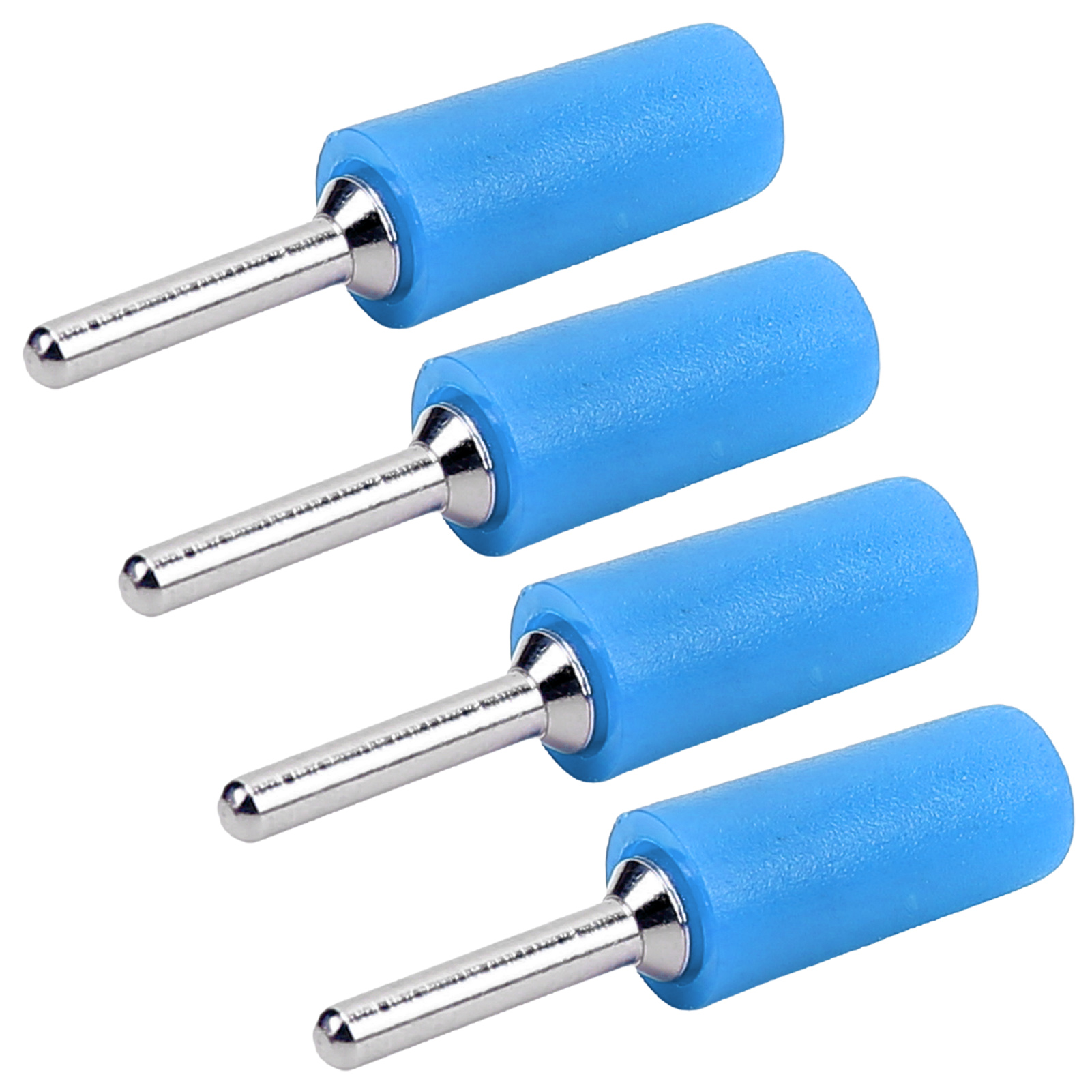 100 Stück Bananenstecker, Vernickeltes Messing, Gerader Stift Mit Innenliegender Federplatte, J.10001, 2 Mm, Blau