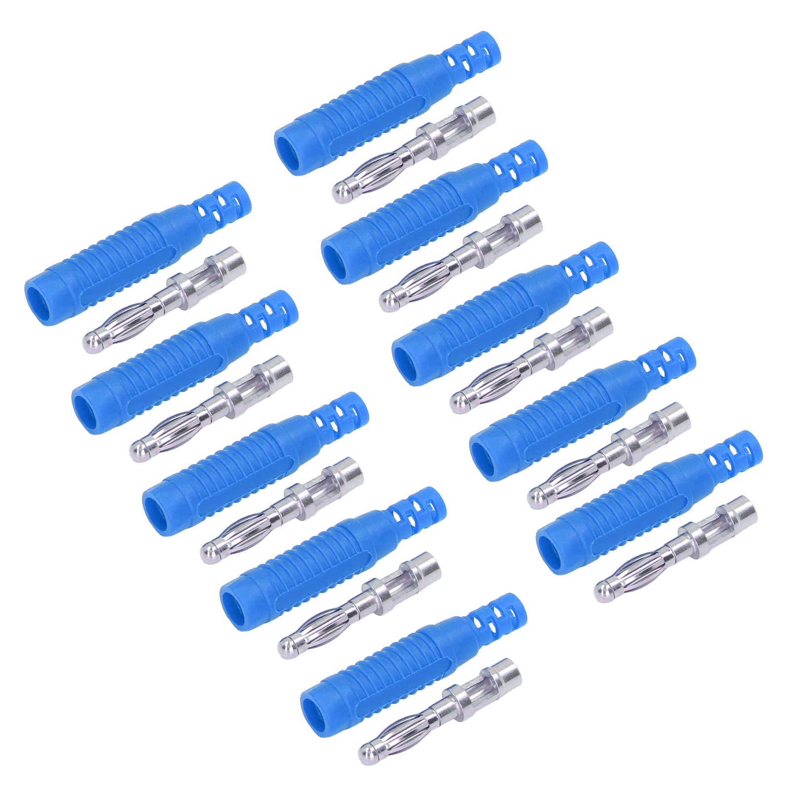 Packung Mit 10 Männlichen Bananensteckern Aus Messing, Pa-buchsenstecker, Aufpressbarer Isolierhülse, J.10031 Blauer Prüfspitzenadapter