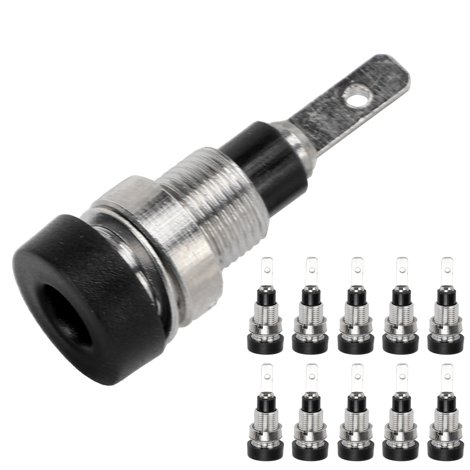 10 Messing-bananenstecker, 2 Mm Buchsen-panel-anschlussklemmen Für Industrielle Elektronische Geräte, Schwarz