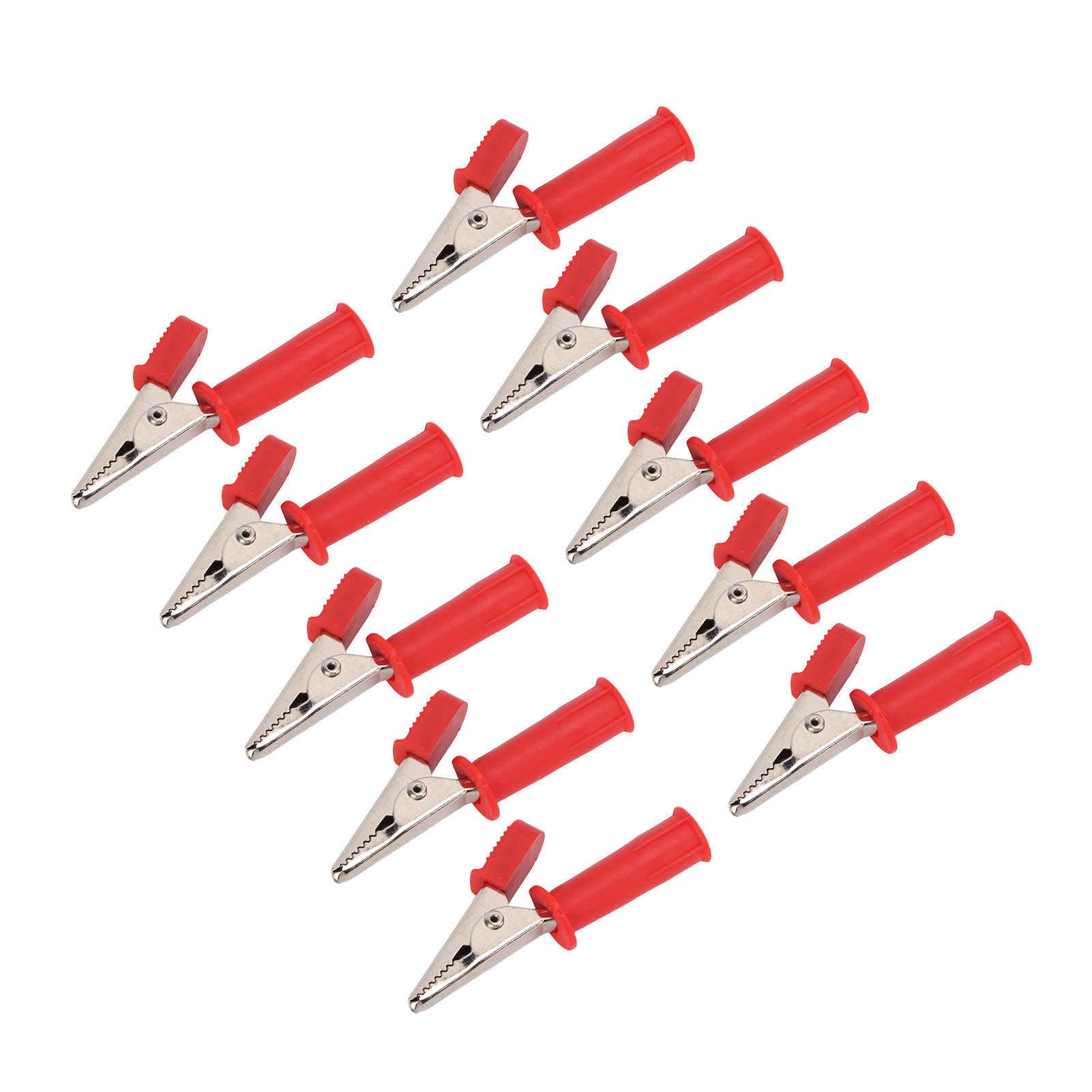10 Isolierte Krokodilklemmen, 5 Mm Öffnungen Aus Reinem Kupfer Mit 4 Mm Buchse Für Experimentelle Tests, Rot