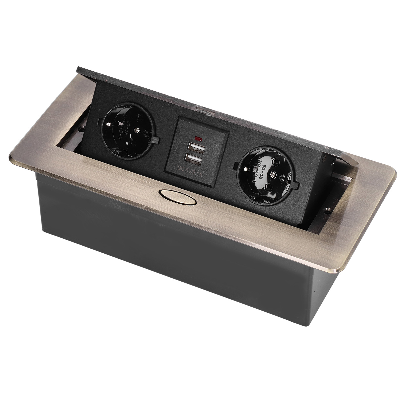 Ausziehbare Doppel-usb-250v-tischsteckdose, Versenkbare Pop-up-steckdosenleiste Für Tisch, Büro, Küche Und Zuhause, Integriertes Schnellladegerät.