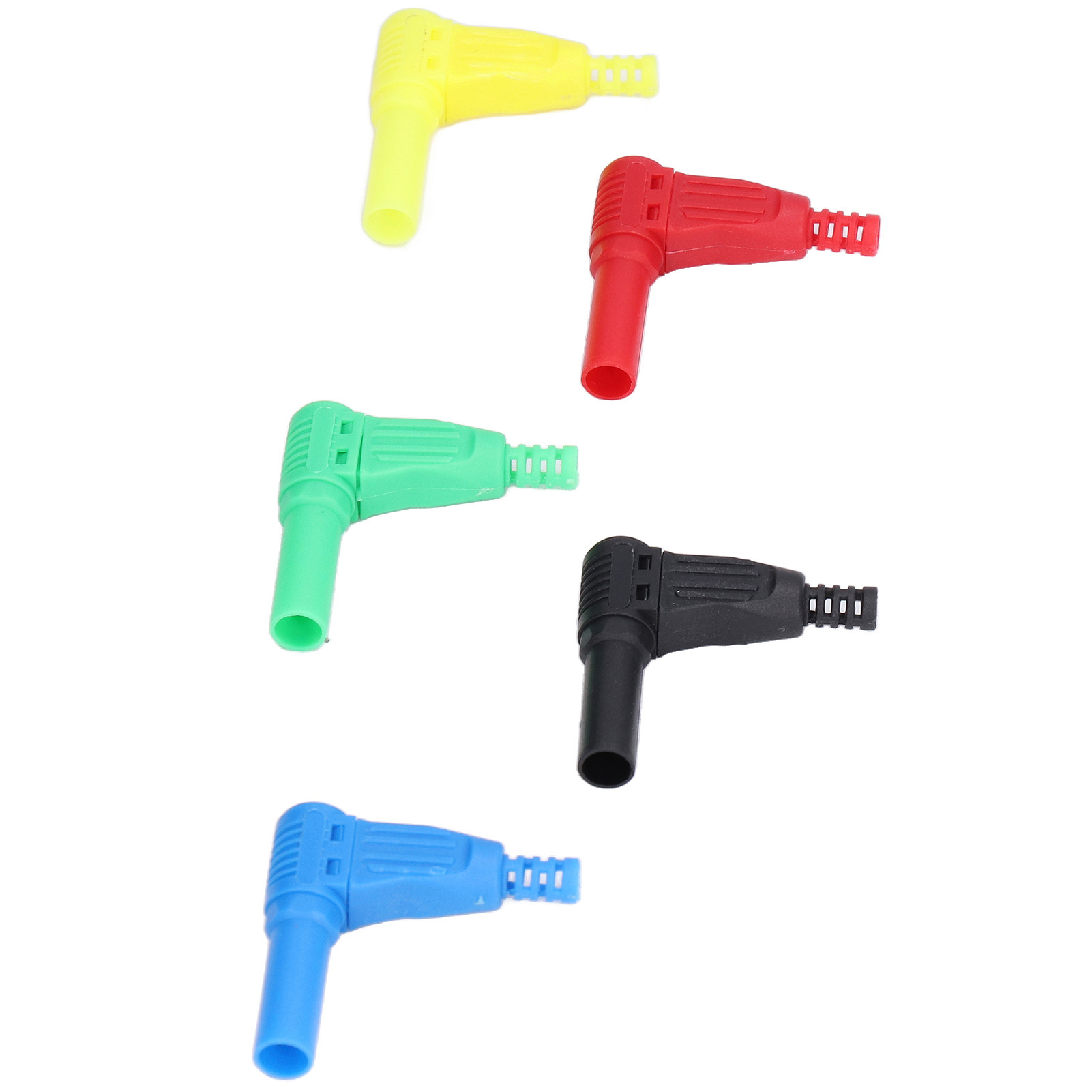 10 Stück 4 Mm Sicherheits-bananenstecker, 90°-biegung, Zum Selbstlöten, Mit Isolierkappen