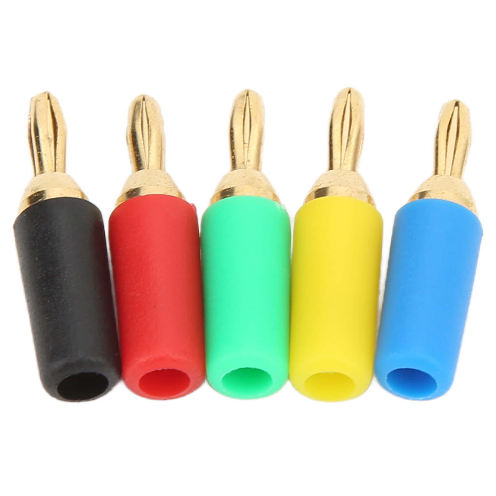 Set Mit 2 Bananensteckern, Elektrisch, 2,5 Mm / 0,1 Zoll, 4-blatt-typ, 5 Farben, Schraub- Und Lötbefestigung, Messinggold, Männlicher Bananenstecker.