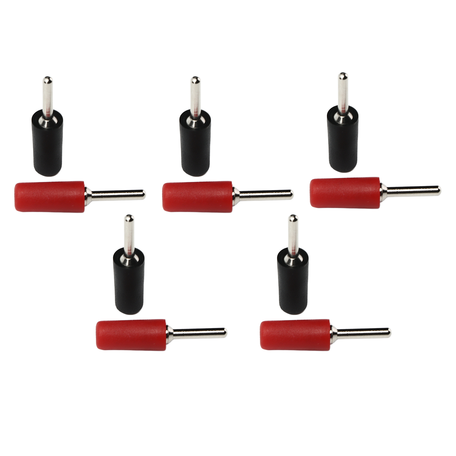 Packung Mit 5 Vernickelten Messing-bananensteckern, 2 Mm Gerader Stift, Federbelastete Buchse Für Die Frontplattenmontage, Rot Und Schwarz, J.10001-anschluss