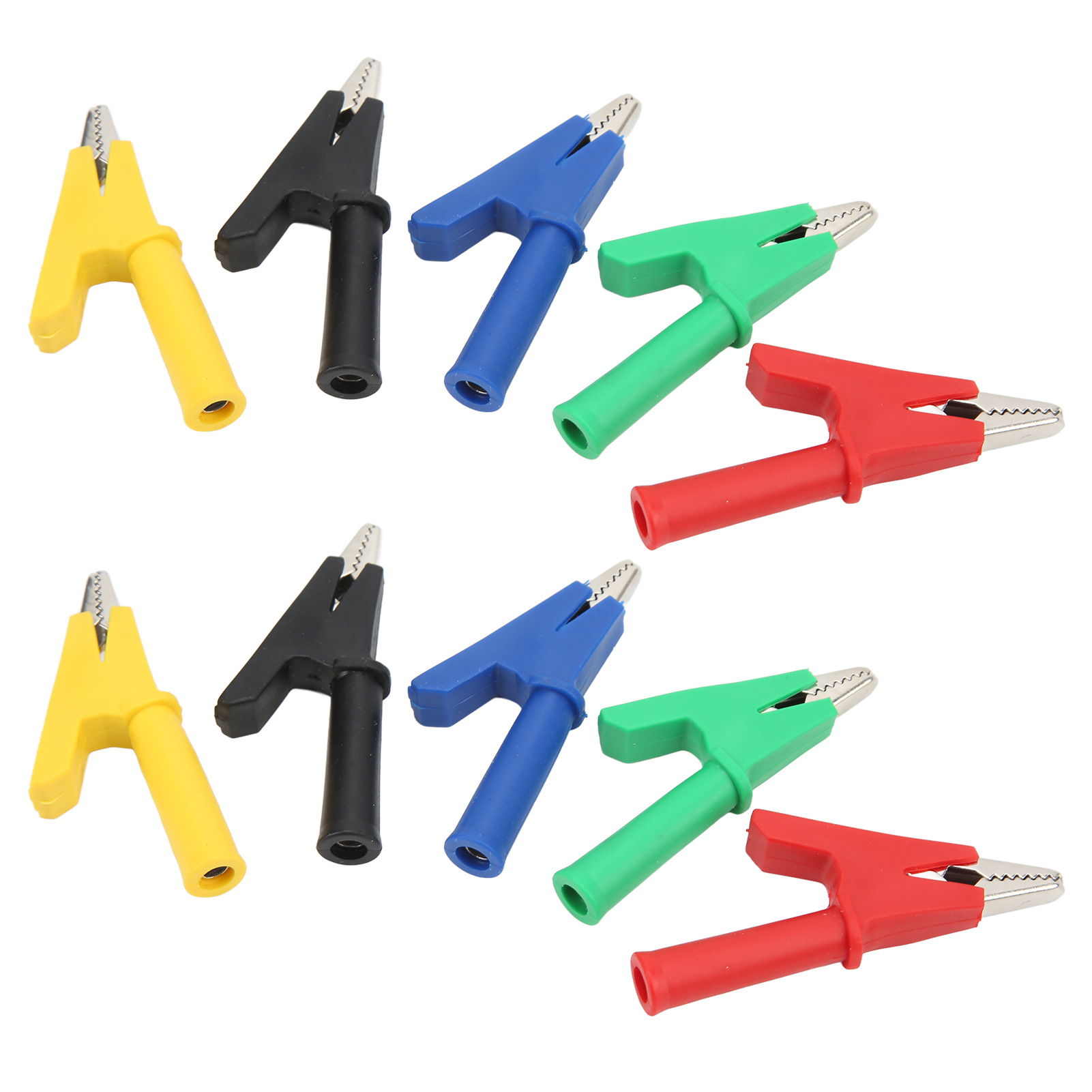 Isolierte Krokodilklemme, 4-mm-buchse, 10-mm-öffnung, 5er-set In Den Farben Rot, Schwarz, Gelb, Blau Und Grün, Für Elektronische Prüfungen