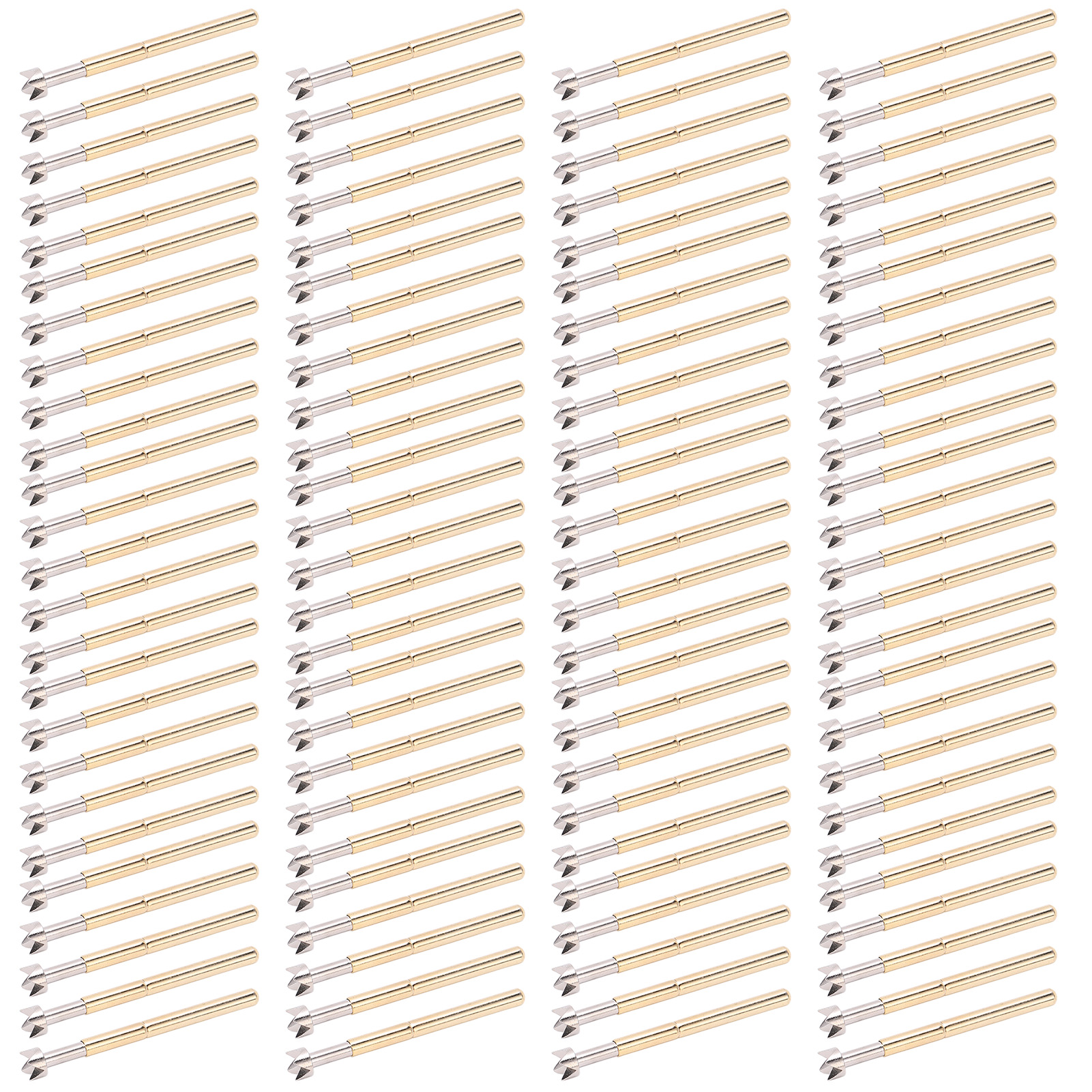 100 Pogo-pins, Pflaumenkopf, 4 Sonden, Messing, 2,36 Mm Rohrdurchmesser, 34 Mm Länge, Federbelastete Prüfspitzen
