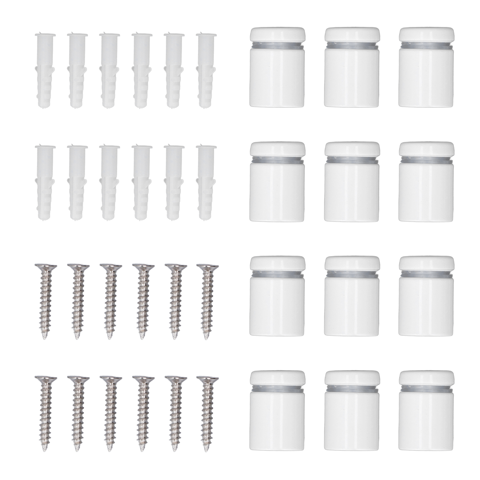 Packung Mit 12 Edelstahl-abstandsschrauben Für Glasscheiben, 19 X 25 Mm, Wandbefestigungen Für Schilder Und Beschilderungen