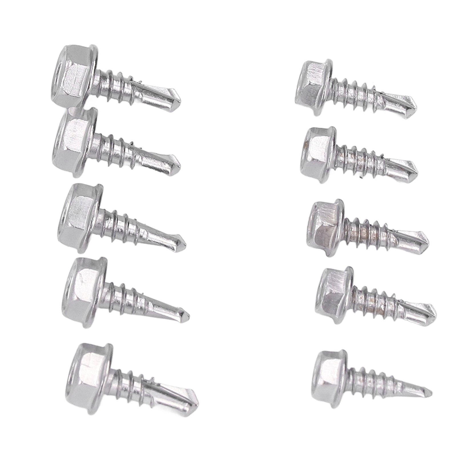 100 Selbstbohrende Holzschrauben, Sechskantkopf, Edelstahl 410, 4,2 X 13 Mm Und 4,8 X 13 Mm, Sortiment An Metallschrauben.