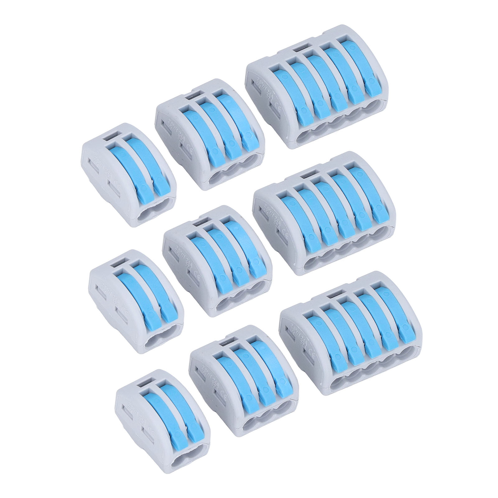 Packung Mit 90 Schnellverbindern Für Elektrische Drähte, Kompakte Anschlussklemmen 250v 32a, Blaues Sortiment.
