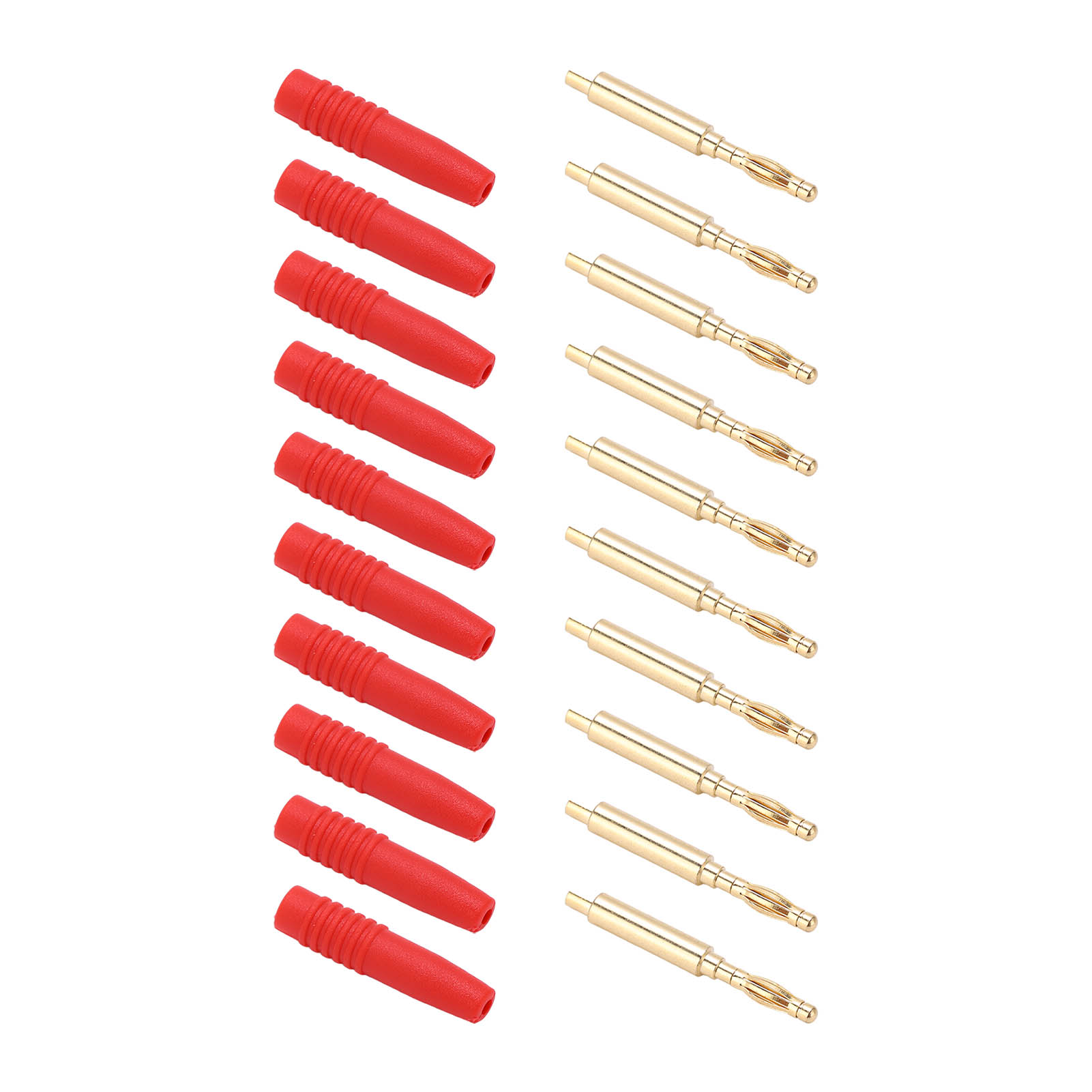 Vergoldete 2-mm-bananenstecker (männlich), 10er-packung Isolierte Metallstecker Mit Gehäuse Für Testgeräte, Rot