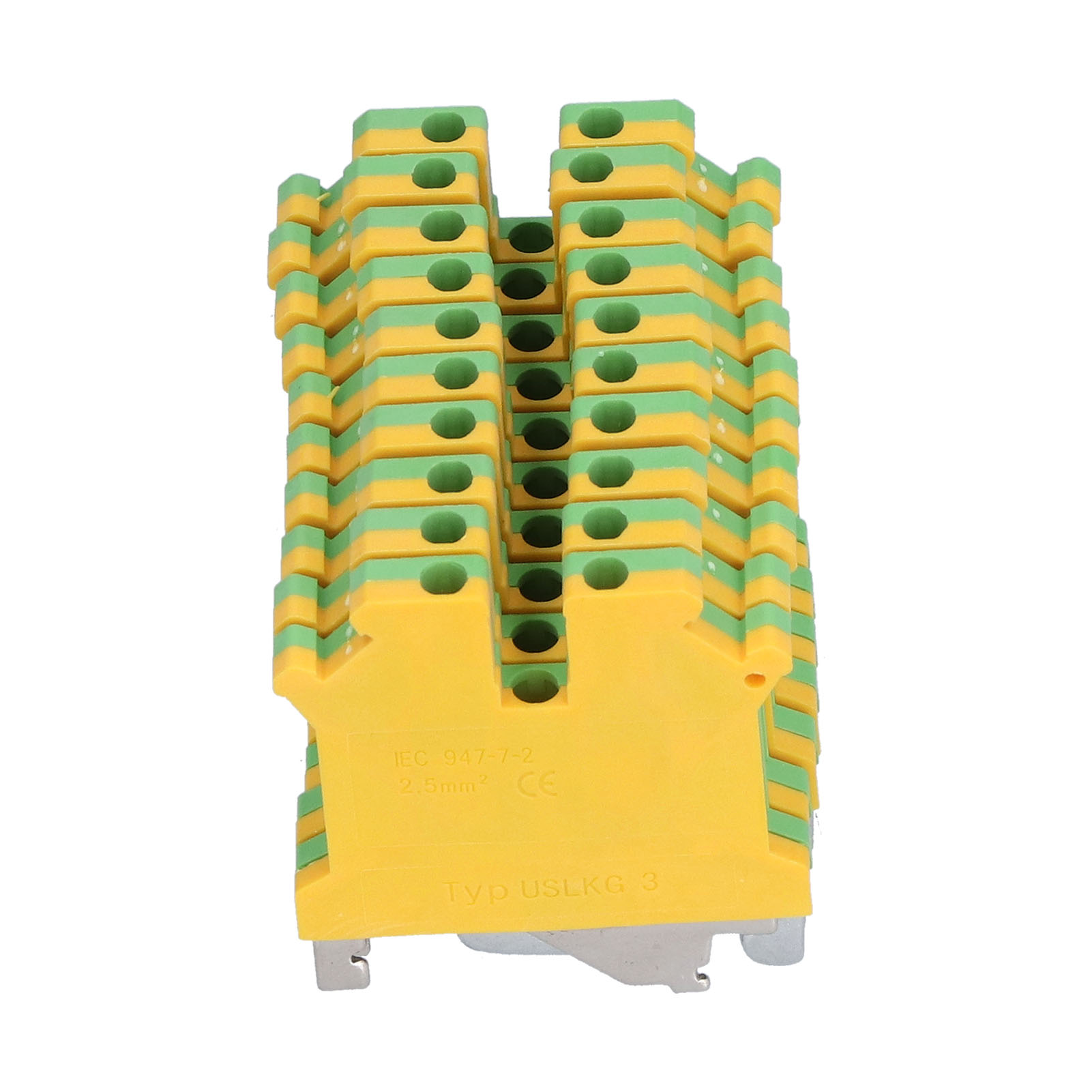 50 Stück Erdungsklemmen Aus Reinem Kupfer Für Din-schienen, Gelb/grüner Erdungsverteilerblock Modell Uslkg-3