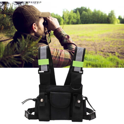Taktische Weste Mit Funkgerätetasche Und Reflektierenden Streifen, Professionelle Sicherheitsausrüstung Für Einsätze Und Rettungsaktionen Im Urbanen Raum.