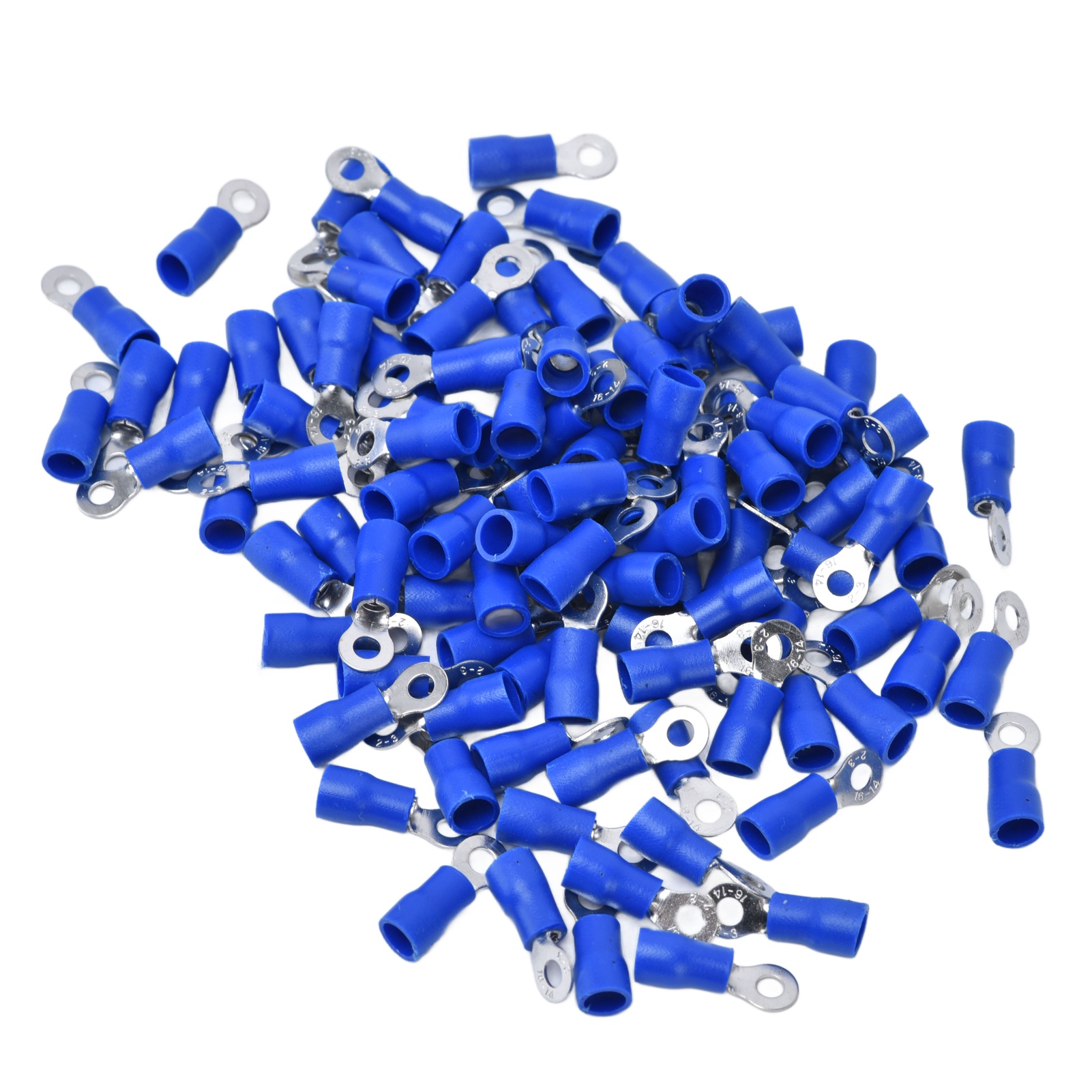 100 Pvc-isolierte Kupferring-crimpklemmen Für Elektrische Steckverbinder, Awg 16-14, Ideal Für Computer Und Verkabelung