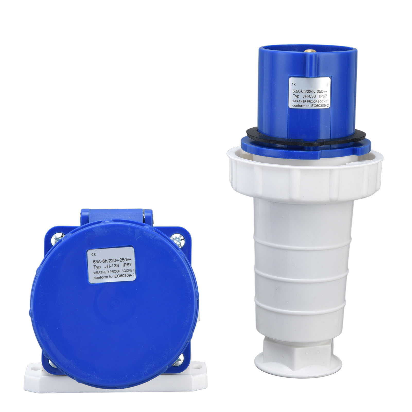 Dreiphasiger, Wasserdichter Ip67-industriestecker, Luftfahrtstecker, 220–250 V, 63 A, 2-polig + E, Stecker/buchse Für Wohnmobil-werkstätten