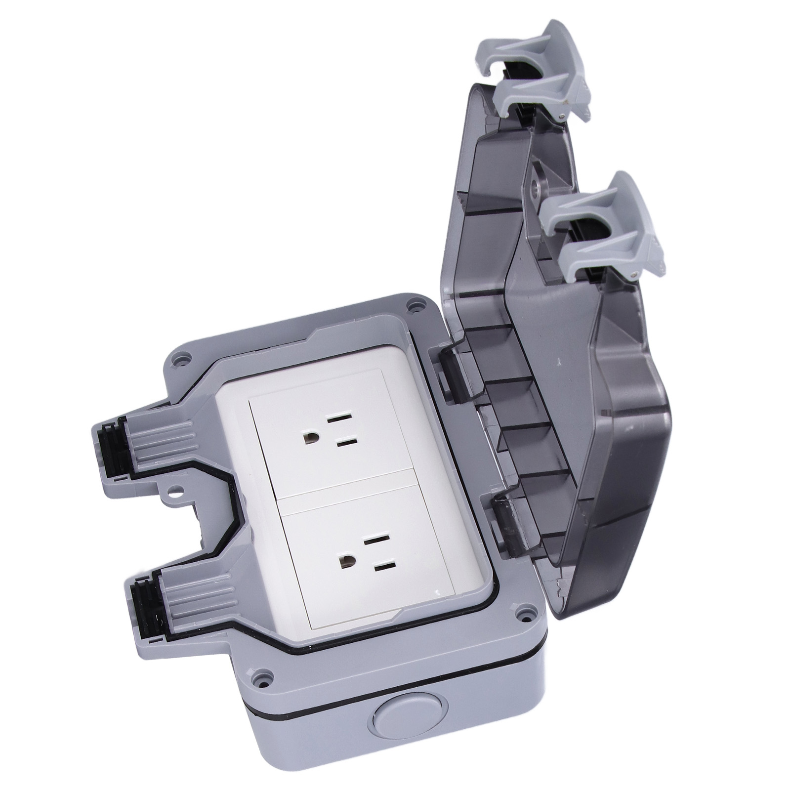 Ip66 Wasserdichte Wandsteckdose, 2-fach Außendose, Amerikanischer Standard 250v 15a, Wetterfest Für Garten Und Terrasse.