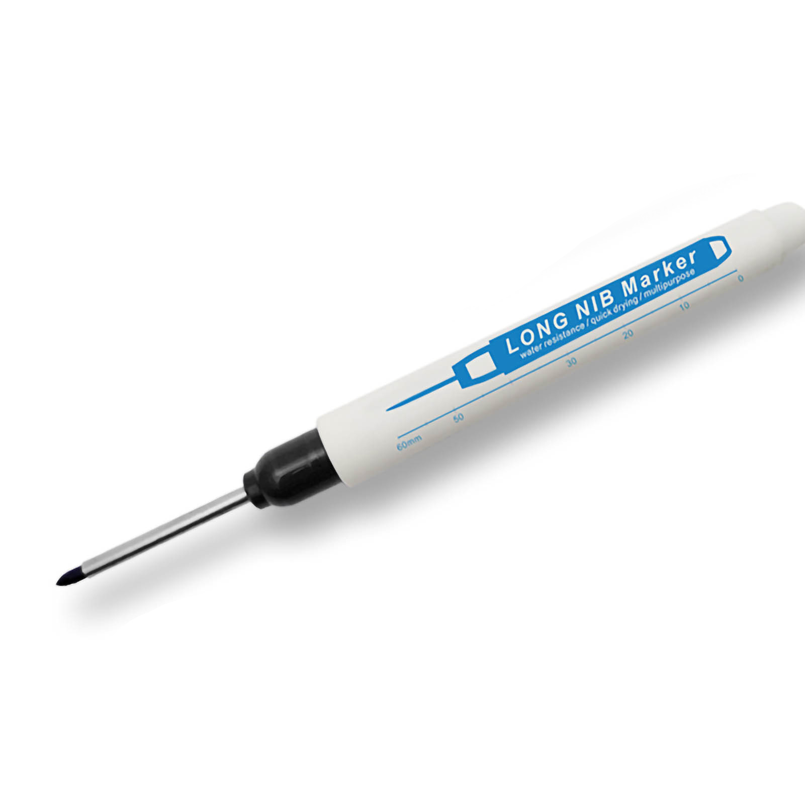 Multifunktionaler Marker Mit Langer Spitze, Wasserfester Markierstift Für Holz, 30 Mm Strichtiefe, Schwarz