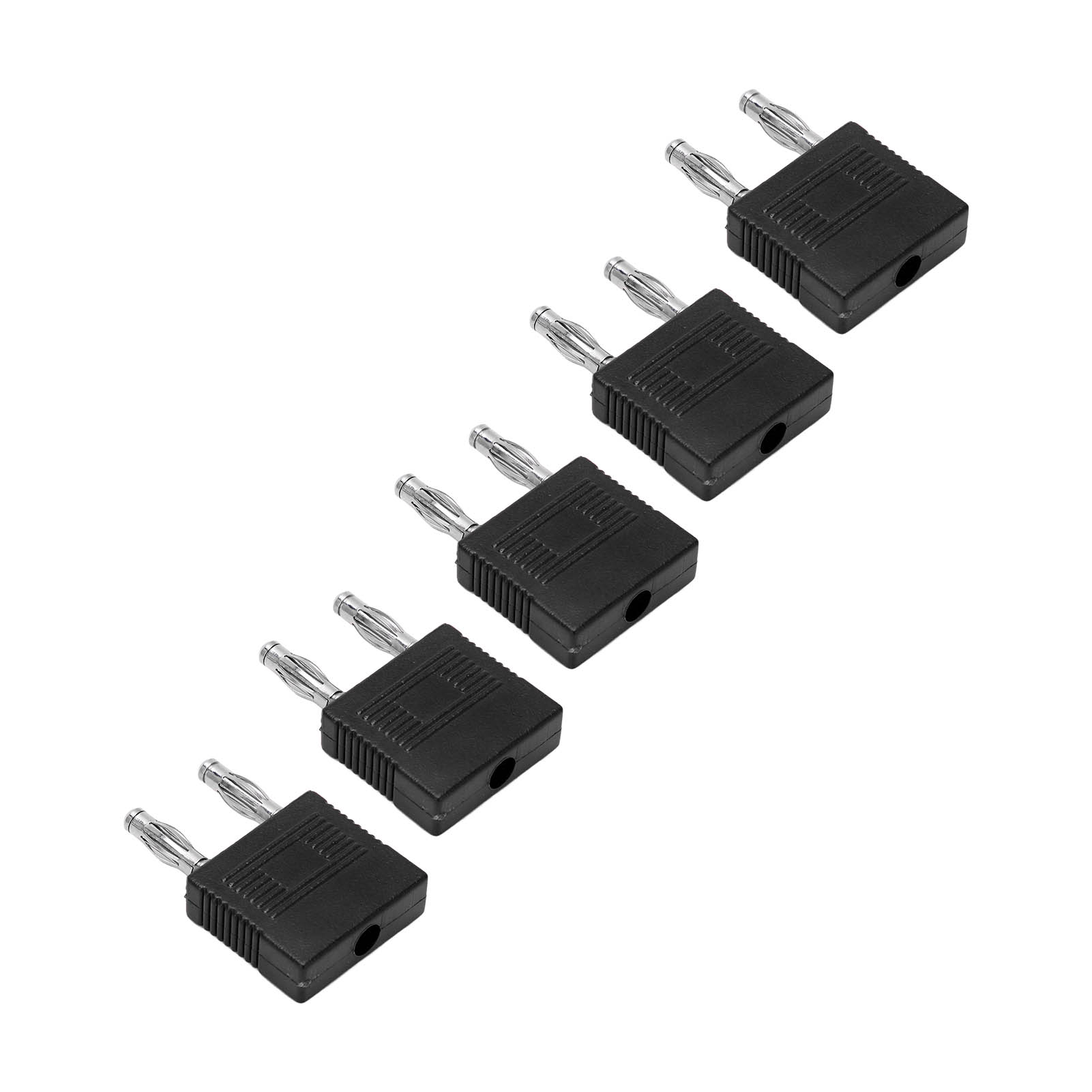 Packung Mit 5 Doppelbananensteckern J.20005, 1 Buchse Auf 2 Stecker, 14 Mm Mittenabstand, 4 Mm Kurzschlussstecker, Schwarz