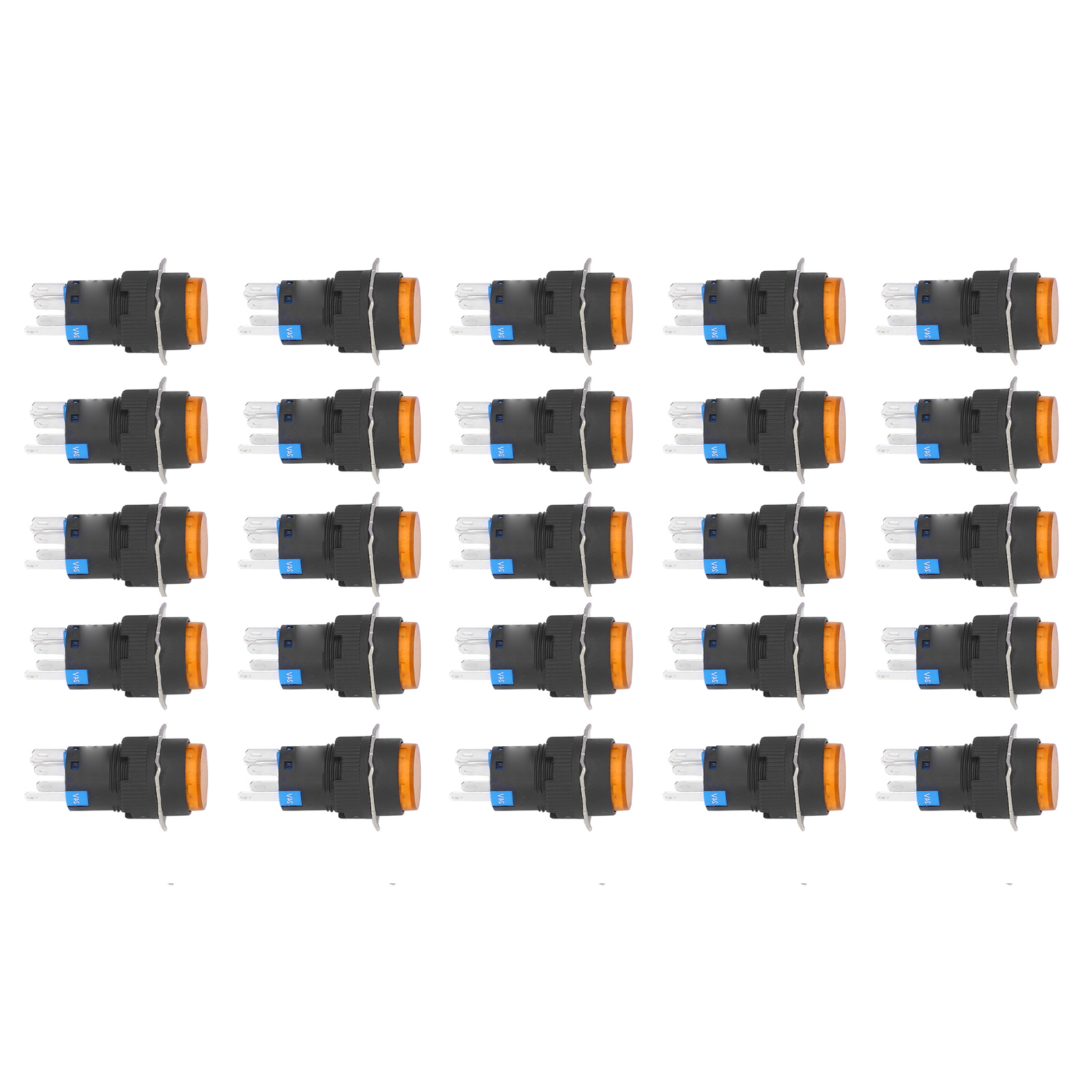 25-teiliger Drucktaster, 5-poliger 16-mm-beleuchteter 24-v-selbstverriegelungstaster, Gelbes Ausrüstungsset.