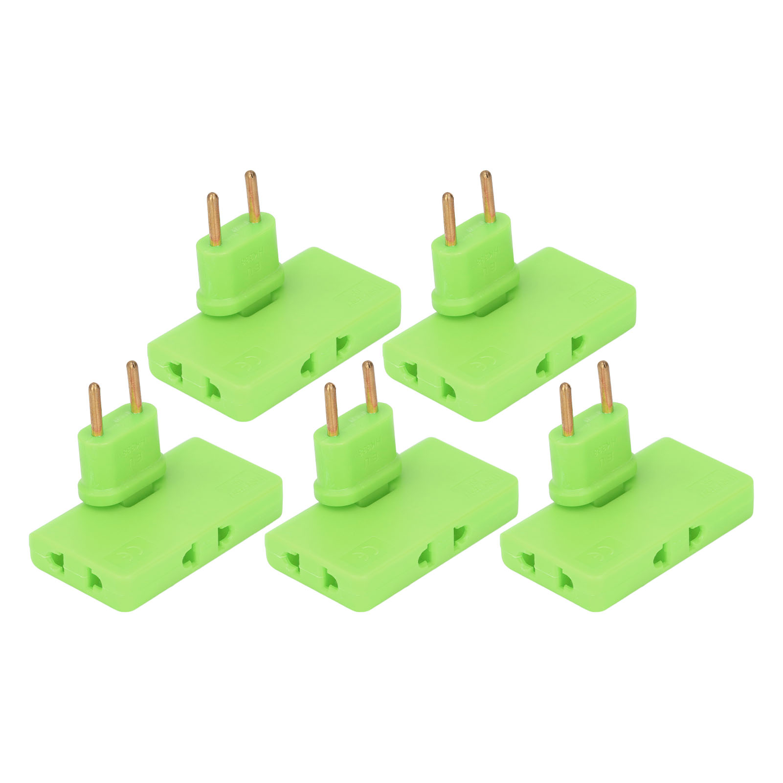 5-teiliges Eu-steckeradapter-set, 180° Kabelloser 1-zu-3-stecker-konverter, 110–250 V Steckdosenleisten-verlängerung, Grün