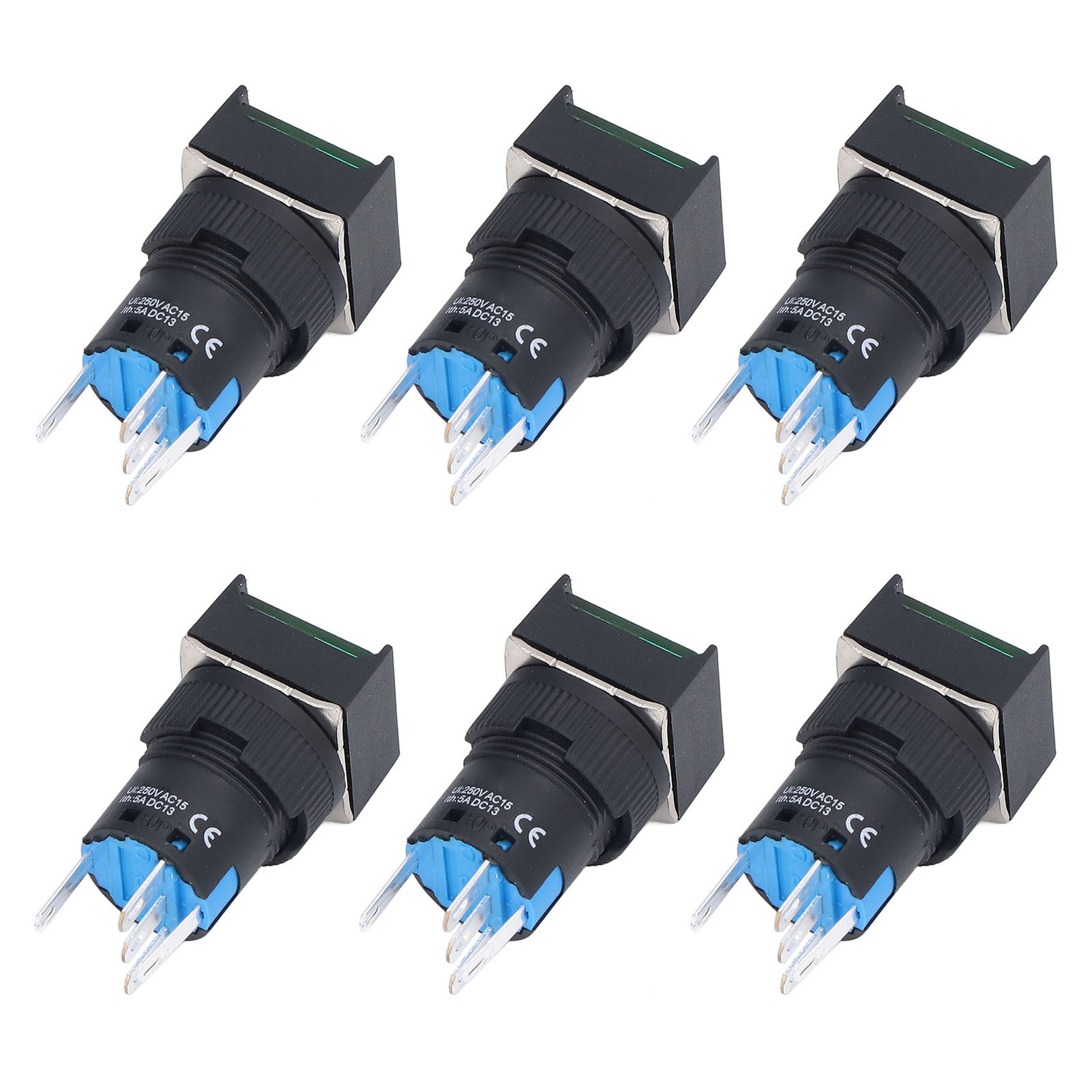 25-teiliges Set Selbstverriegelnder, Quadratischer 16-mm-drucktaster Mit Led-anzeige, 12 V, Grün