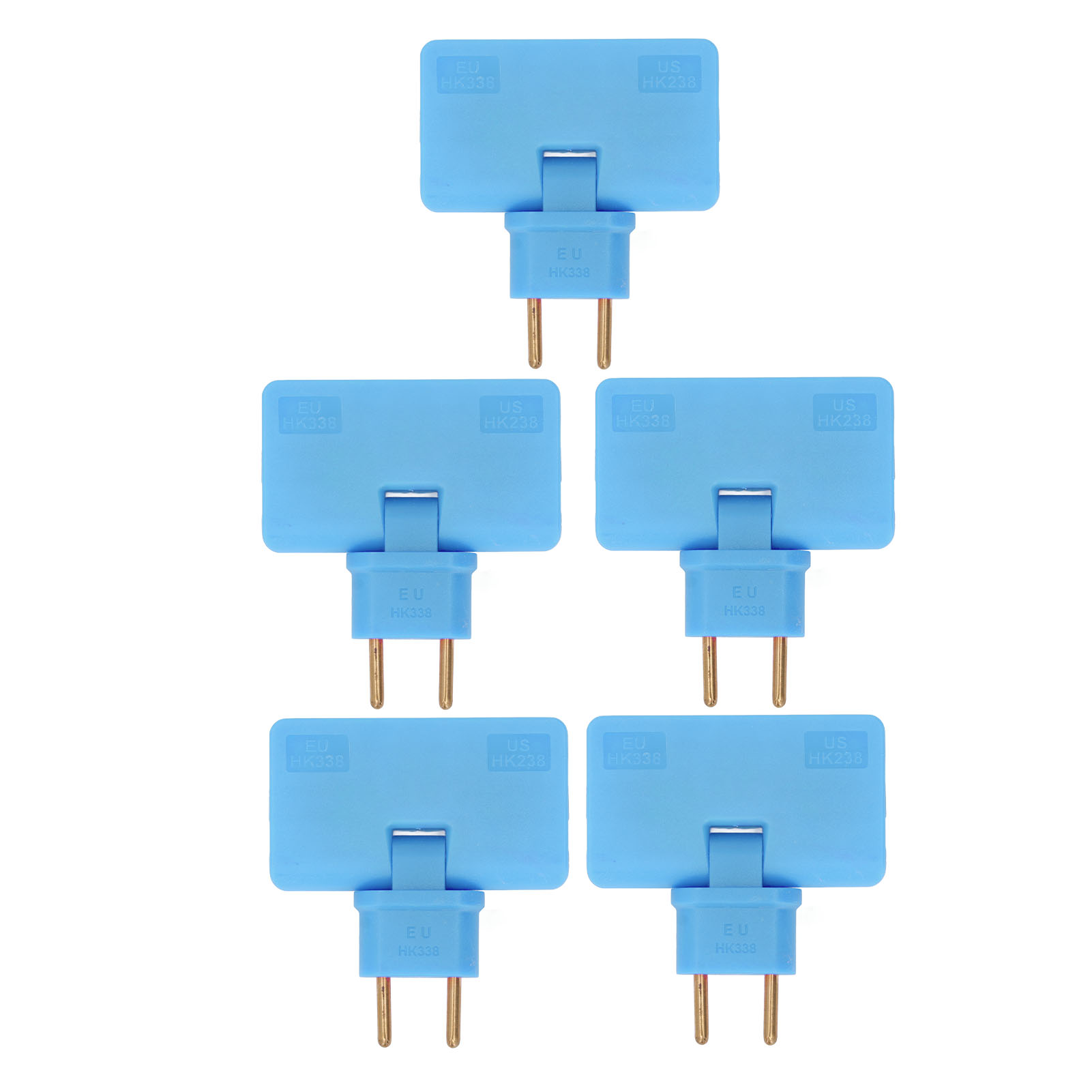 Mehrfachsteckdose Mit 3 Steckdosen, 180° Drehbarer Eu-adapter, 5er-pack, 250 V, Blau, Kabellose Steckdose
