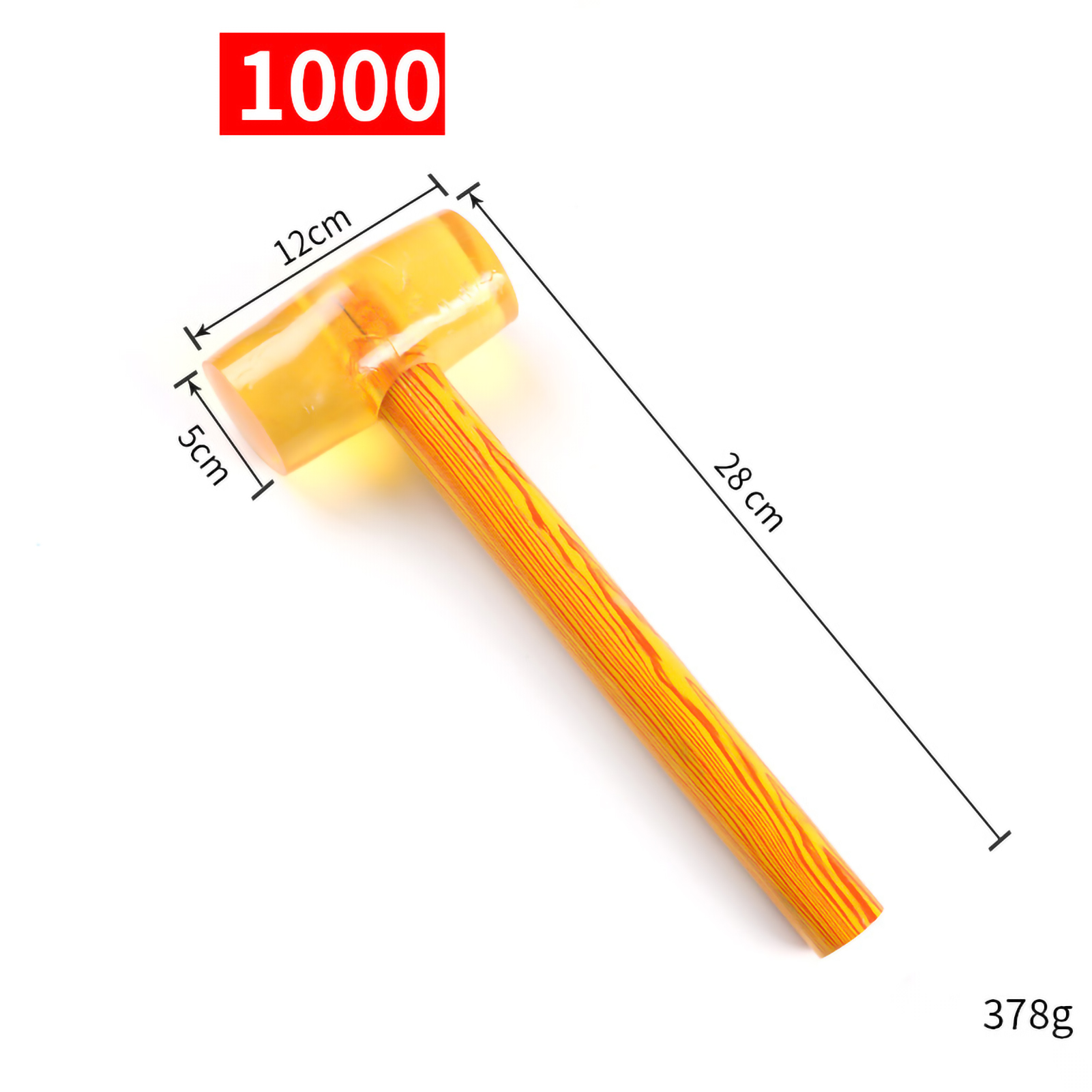 Transparenter Gummihammer Mit Holzgriff, Klöppel Für Die Verlegung Von Böden Und Fliesen, Typ 1000, 5 Cm.