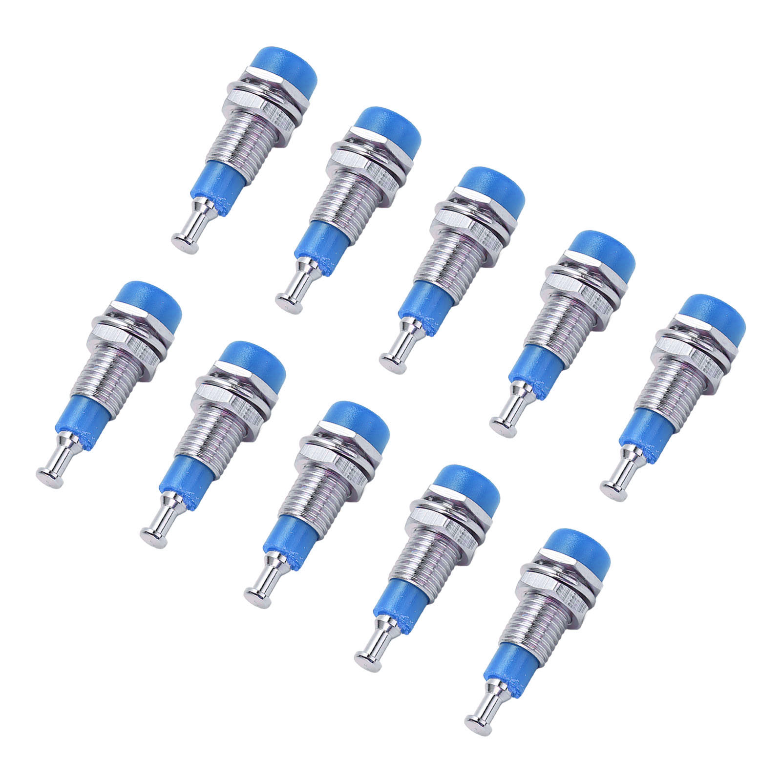 Packung Mit 10 Vernickelten 2-mm-bananensteckern (weiblich), Für Einbaugehäuse, Blaue Anschlussklemme