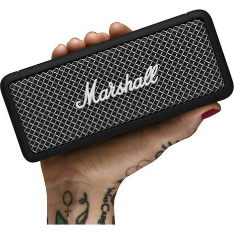 Marshall Emberton Kabelloser Bluetooth-lautsprecher, Ip67 Wasserdichter Tragbarer Lautsprecher, Usb-c-ladeanschluss, Schwarz, Multidirektionale Tasten, Leistungsstarker Klang Für Zuhause Und Unterwegs