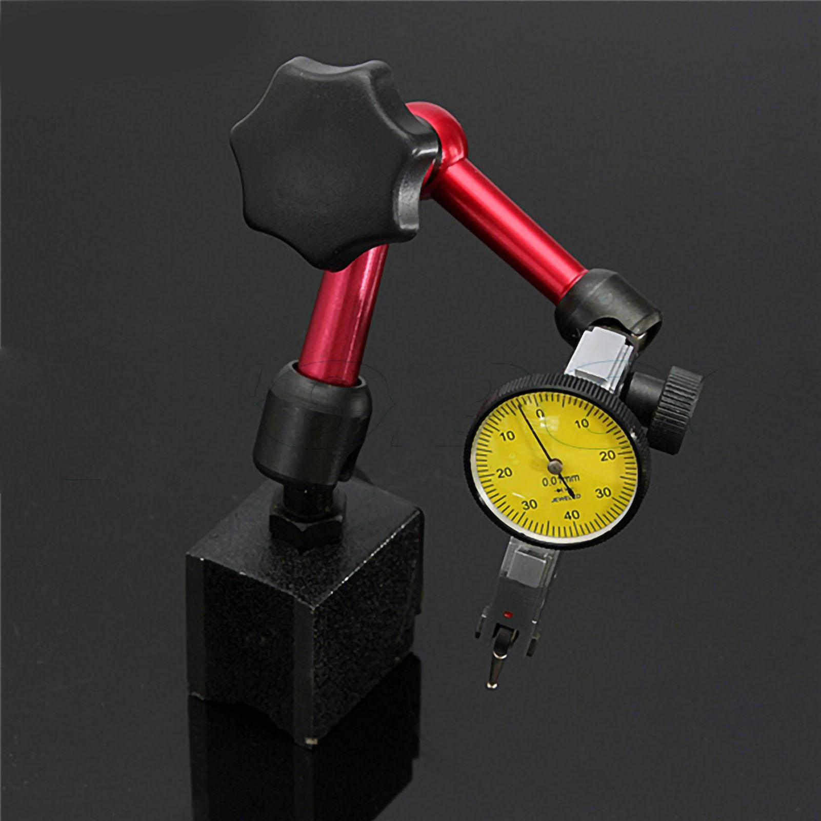 Messuhrständer, Magnetischer Metallsockel, Universell Verstellbarer Flexibler Arm, Messwerkzeug Mit Gelber Skala Bfb26wcm-1