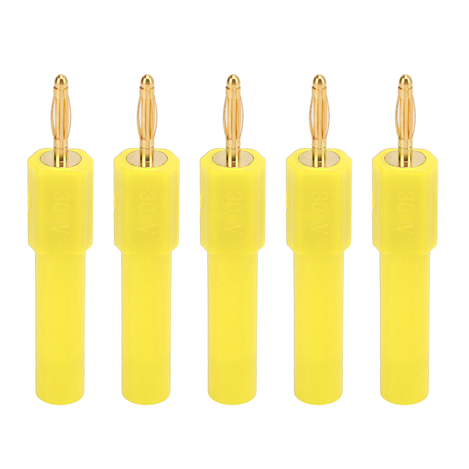 Packung Mit 5 Konvertierbaren Bananensteckern (2 Mm Auf 4 Mm), Robuste Steckverbinder, Hervorragende Leitfähigkeit, Gelb, Für Audio- Und Messkabel