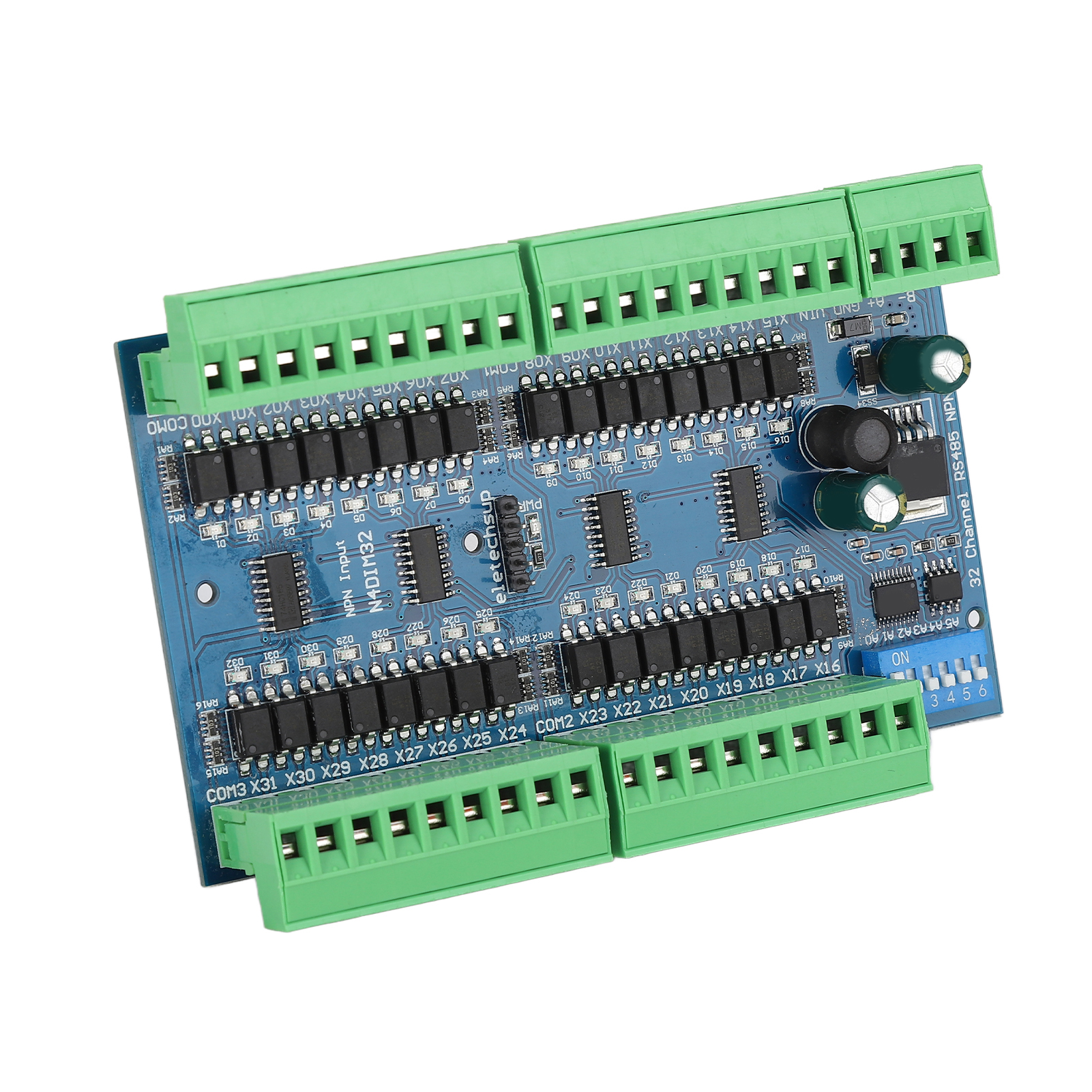 32-kanal Din-schienen-isolierter Rs485-eingangscontroller, Npn-sps-schalterfassungsmodul, Low-level-signalerfassungsplatine.