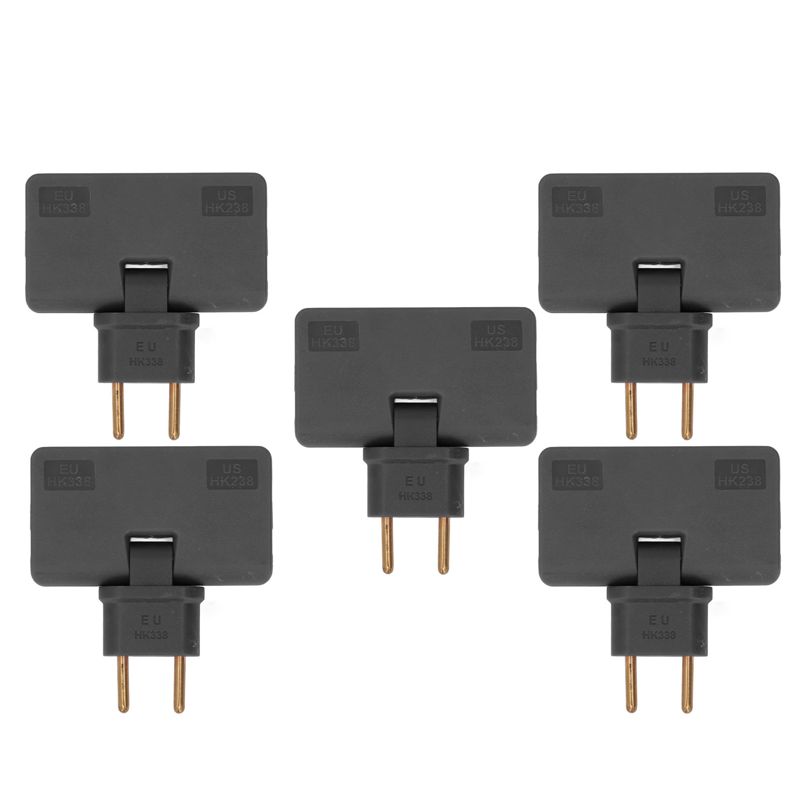 5-teiliges Schwarzes 180°-eu-steckeradapter-set, 1 Auf 3 Kabellose Steckdosenleisten, 110–250-v-konverter-verlängerung
