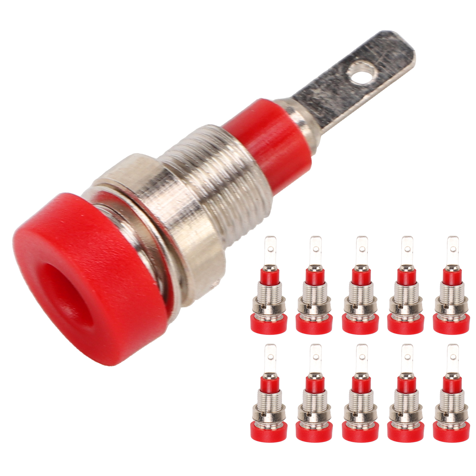 10 Stück 2 Mm Messing-bananenstecker-anschlussklemmen Für Industrielle Elektronikgeräte, Rot