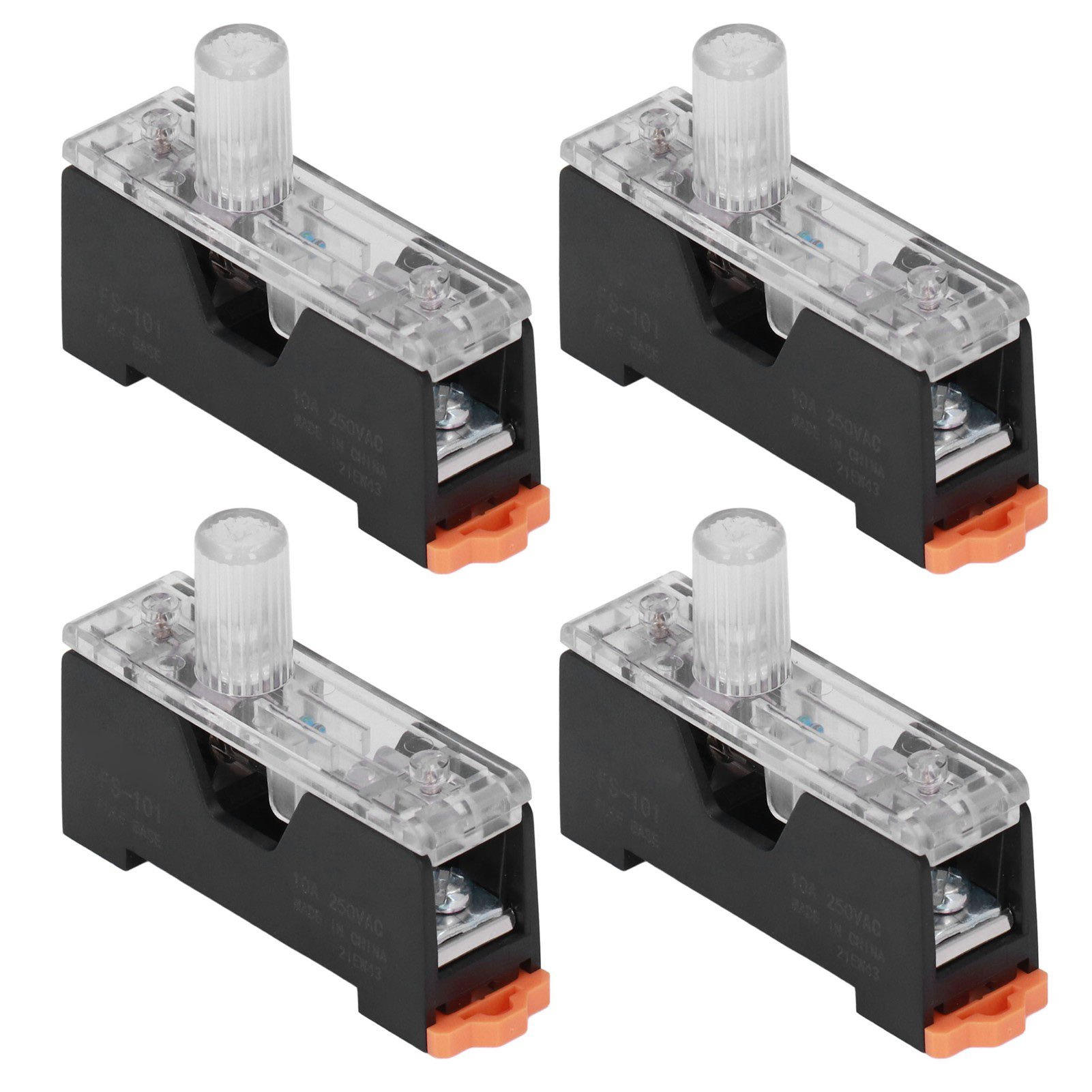 20-teiliger Sicherungshalter, 1-polig, Niederspannung 10a 250v Fs-101, Schienenmontage, Gehäuse Mit Kontrollleuchte, 6x30mm, Für Schalttafeln.
