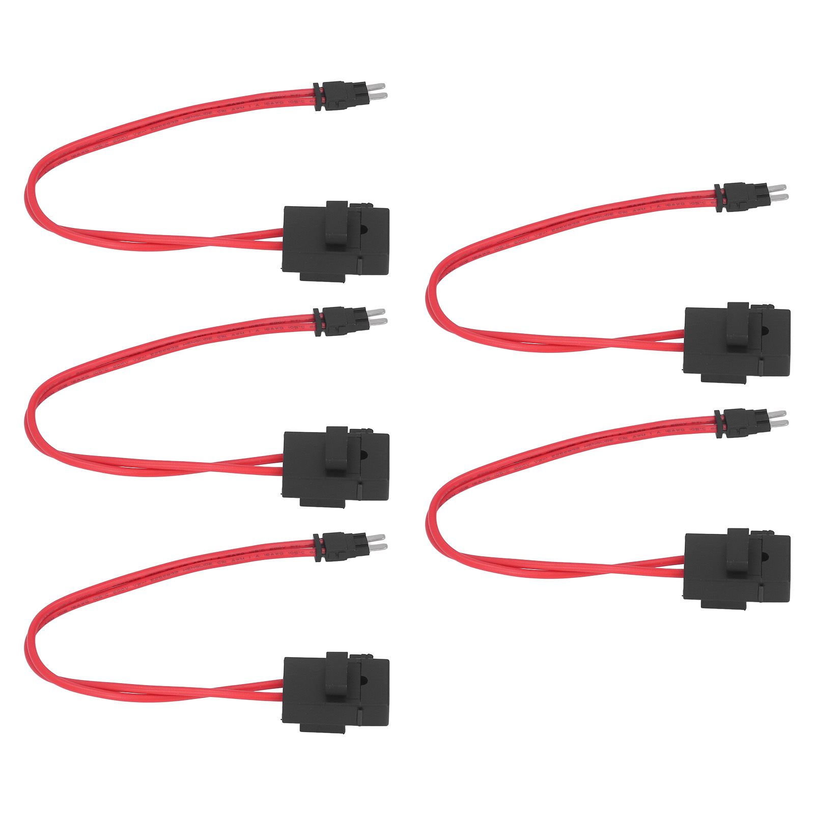 5-teiliges Kfz-sicherungshalter-set, Mini-verlängerungskabel Für Hohe Beanspruchung, 16 Awg, 20 A, Atm, Lange Füße, 9,1 Mm, Mit 5 Acm-sicherungen Für Fahrzeuge