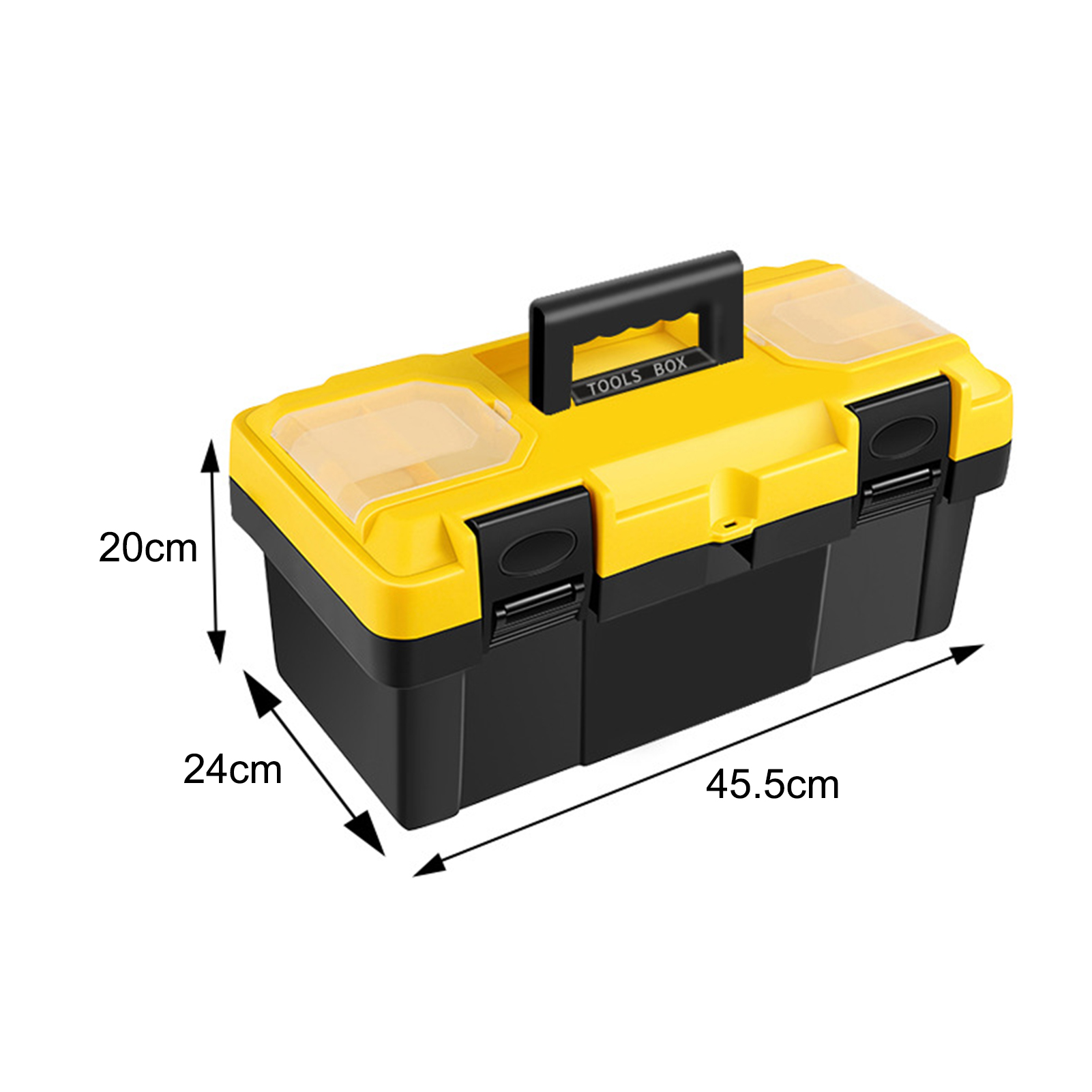 Tragbarer, Zweistöckiger Werkzeugkasten Für Elektriker Und Heimwerkerprojekte, Robuste Kunststoff-werkstattaufbewahrung, Stabiler Verschluss, 45,5 X 24 X 20 Cm, Organizer Für Haushaltsgeräte