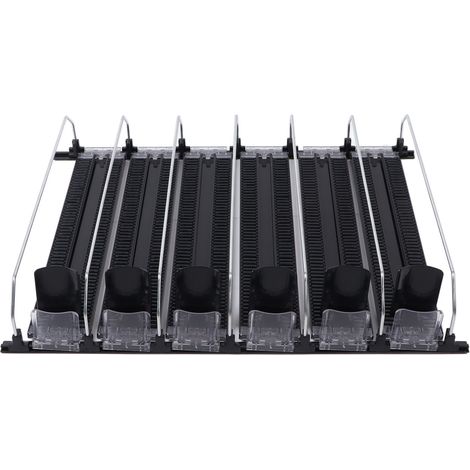 Automatischer Getränkespender Mit Druckknopf, 6 Reihen, Federbelasteter Breitenverstellung, Großem Fassungsvermögen Von 38 Cm, Für Kühlschränke, Schwarz