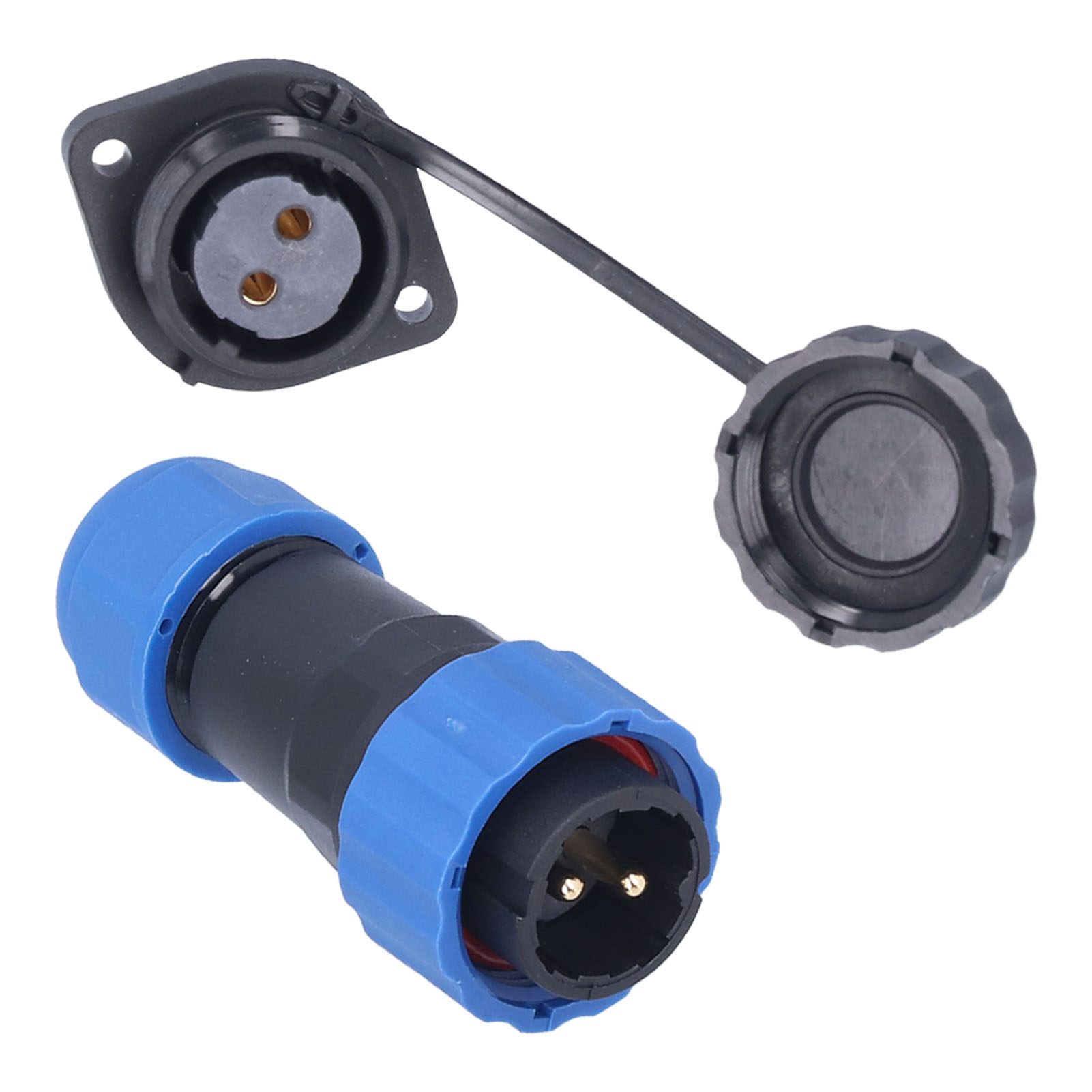 Ip68 Wasserdichter Industriestecker Sp202 Flanschbuchse Für Flugzeuge, 25a Ac380v 2-poliger Elektrischer Adapter