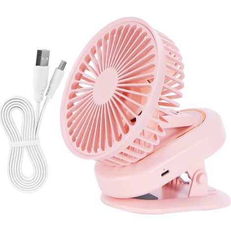 Belastbarer Usb-tischventilator Mit 3 Geschwindigkeitsstufen – Rosa, Automatischer Schwenkventilator Für Den Innenbereich