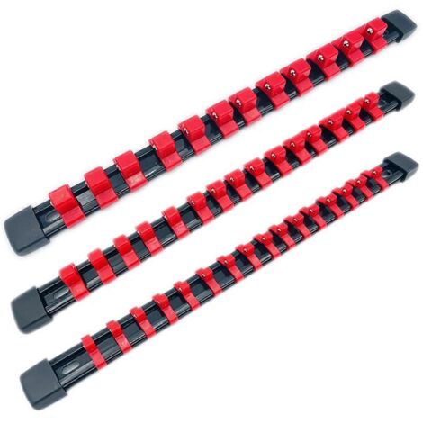 3-teiliger Steckschlüssel-organizer (schiene Für 1/2", 3/8" Und 1/4" Steckschlüssel) Rot