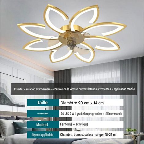 Moderner Led-deckenventilator Mit Leuchte, Leiser 8-blatt-deckenventilator, Kupfermotor, Dreifarbige Beleuchtung, 6 Geschwindigkeitsstufen, Steuerung Per App Und Fernbedienung, Gold