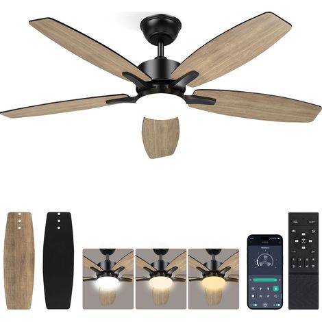 Moderner 42-zoll-pendelventilator Mit Led-beleuchtung, Leiser Deckenventilator, Dc-kupfermotor, Fernbedienung, Stufenloses Dimmen, 6 Geschwindigkeitsstufen, Schwarz