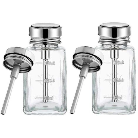 Set Aus 2 Transparenten 180-ml-pumpspenderflaschen Mit Metall-klappdeckeln